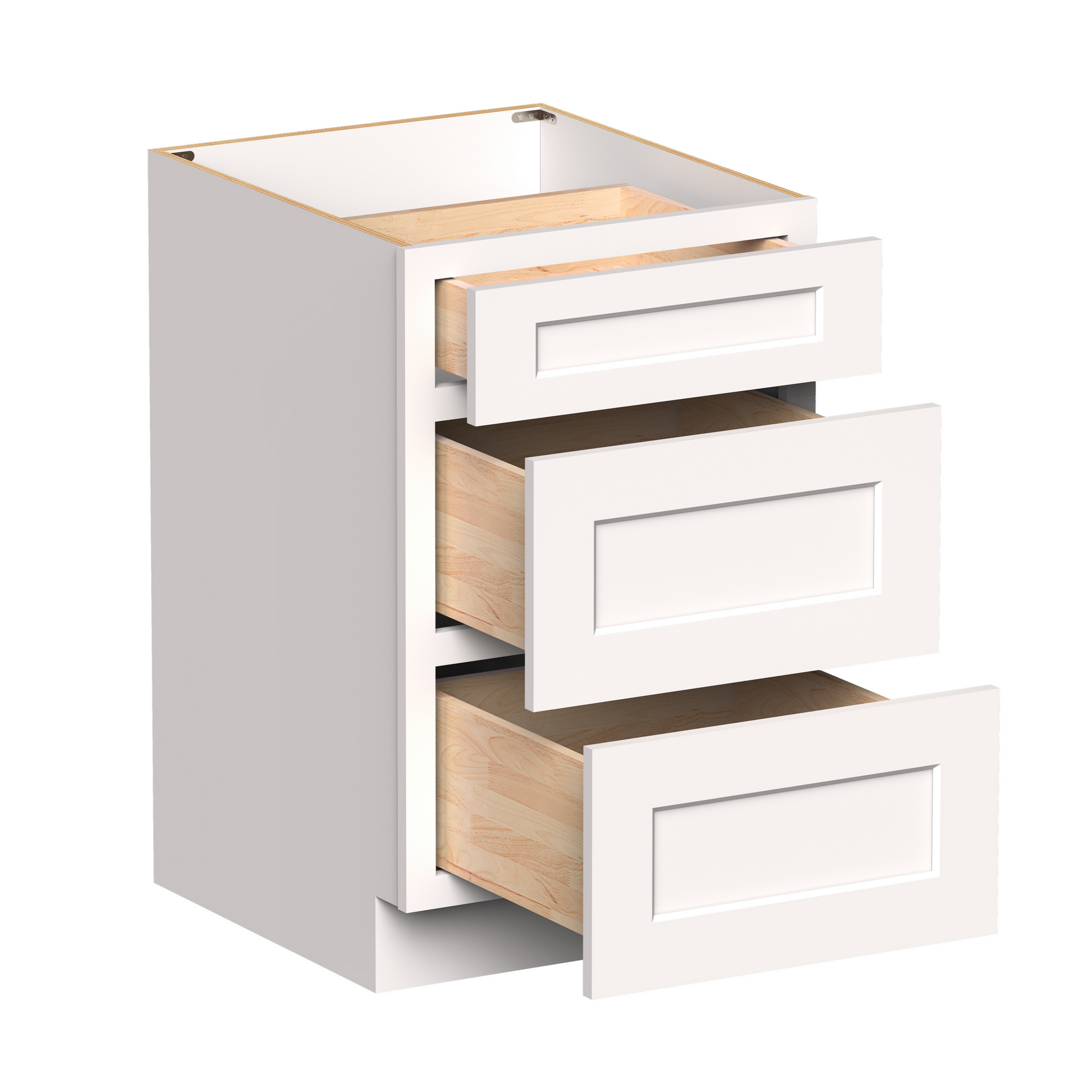 White RTA 21"W x 24"D x 34.5"H Drawer Base Cabinets with 3 Drawers
