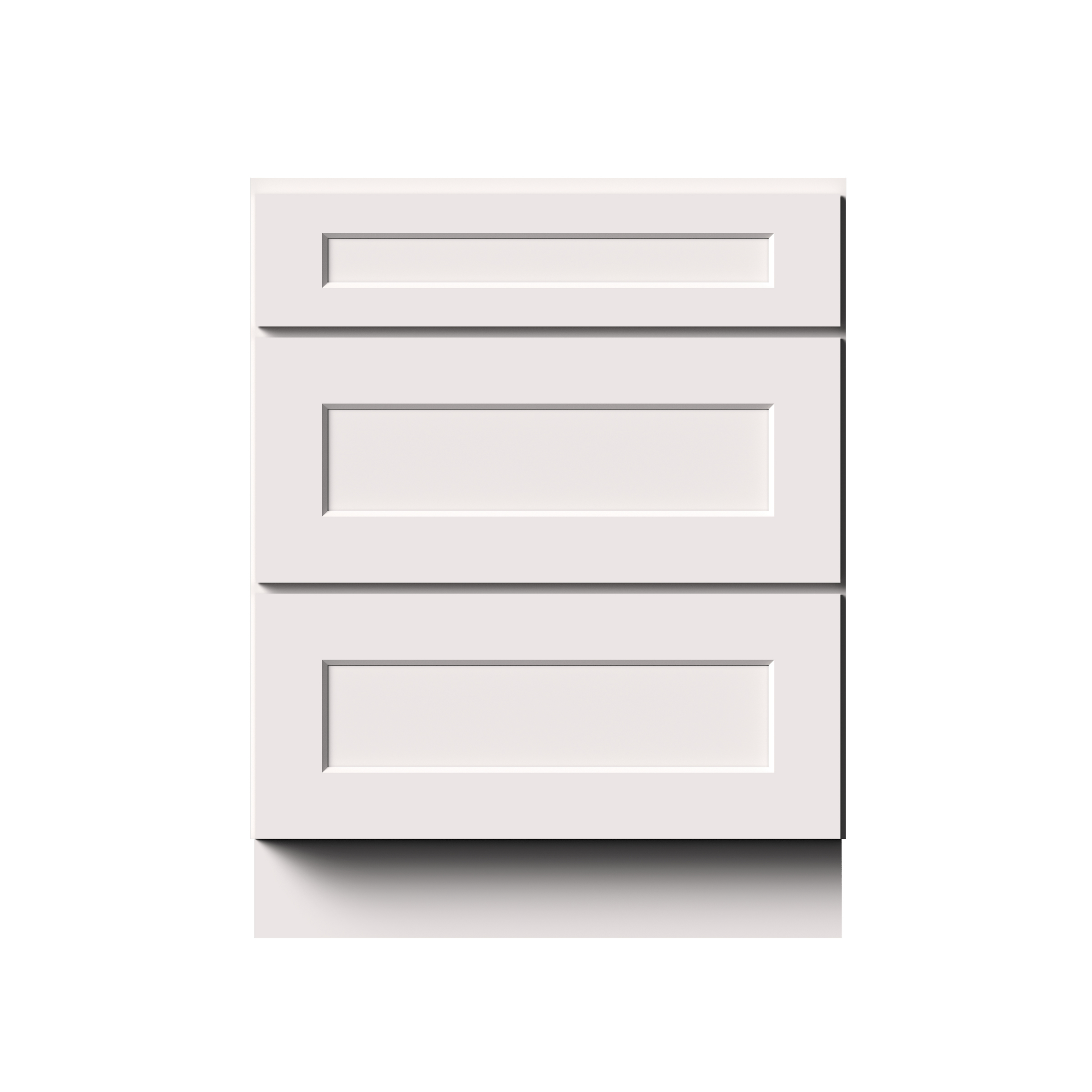 White RTA 27"W x 24"D x 34.5"H Drawer Base Cabinets with 3 Drawers