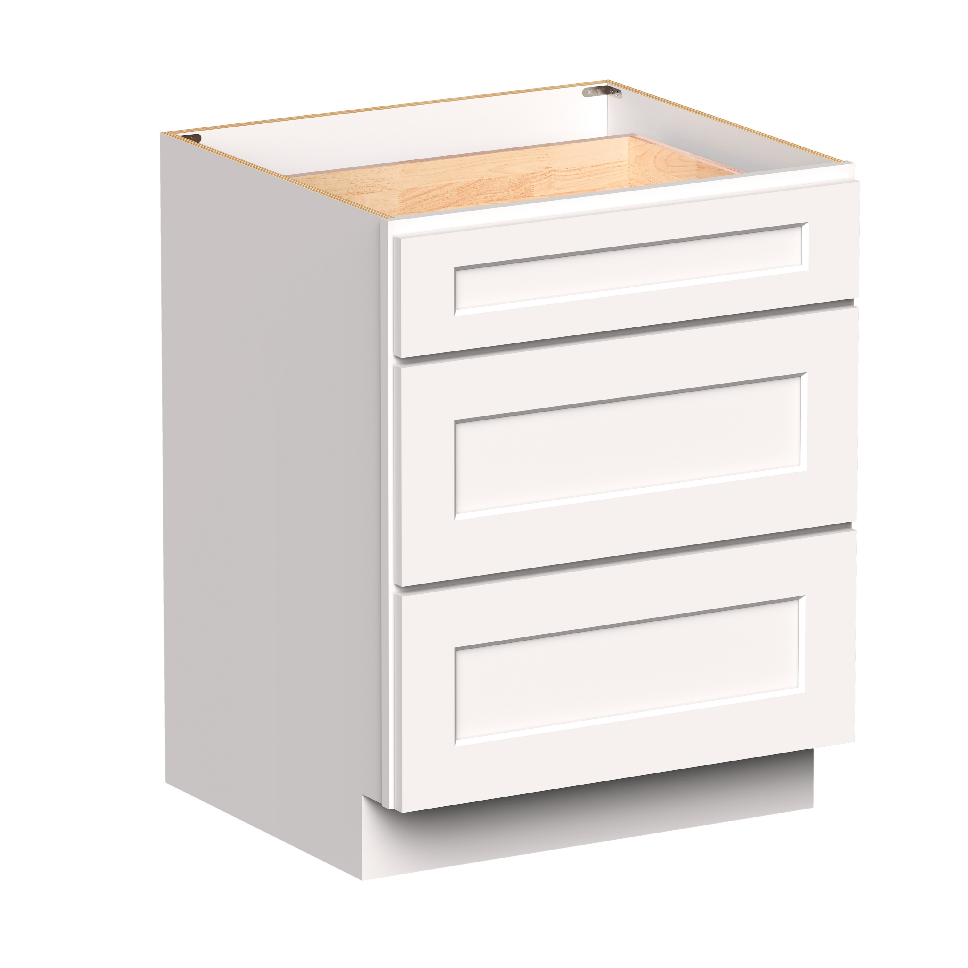 White RTA 27"W x 24"D x 34.5"H Drawer Base Cabinets with 3 Drawers