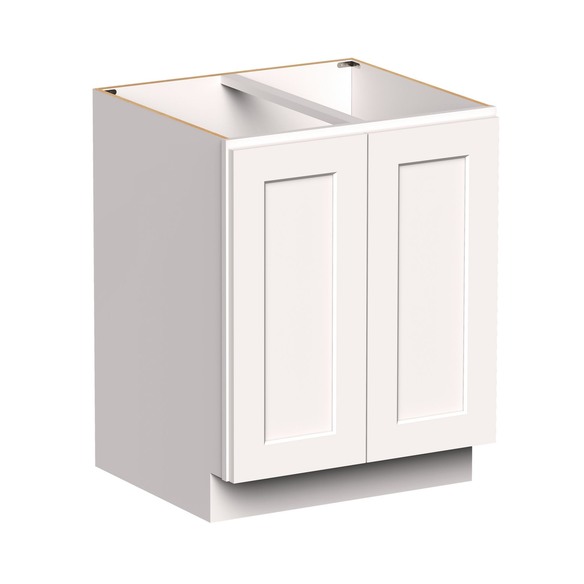 White RTA 27"W x 24"D x 34.5"H Full Height Door Base Cabinet with 2 Doors and 1 Shelves