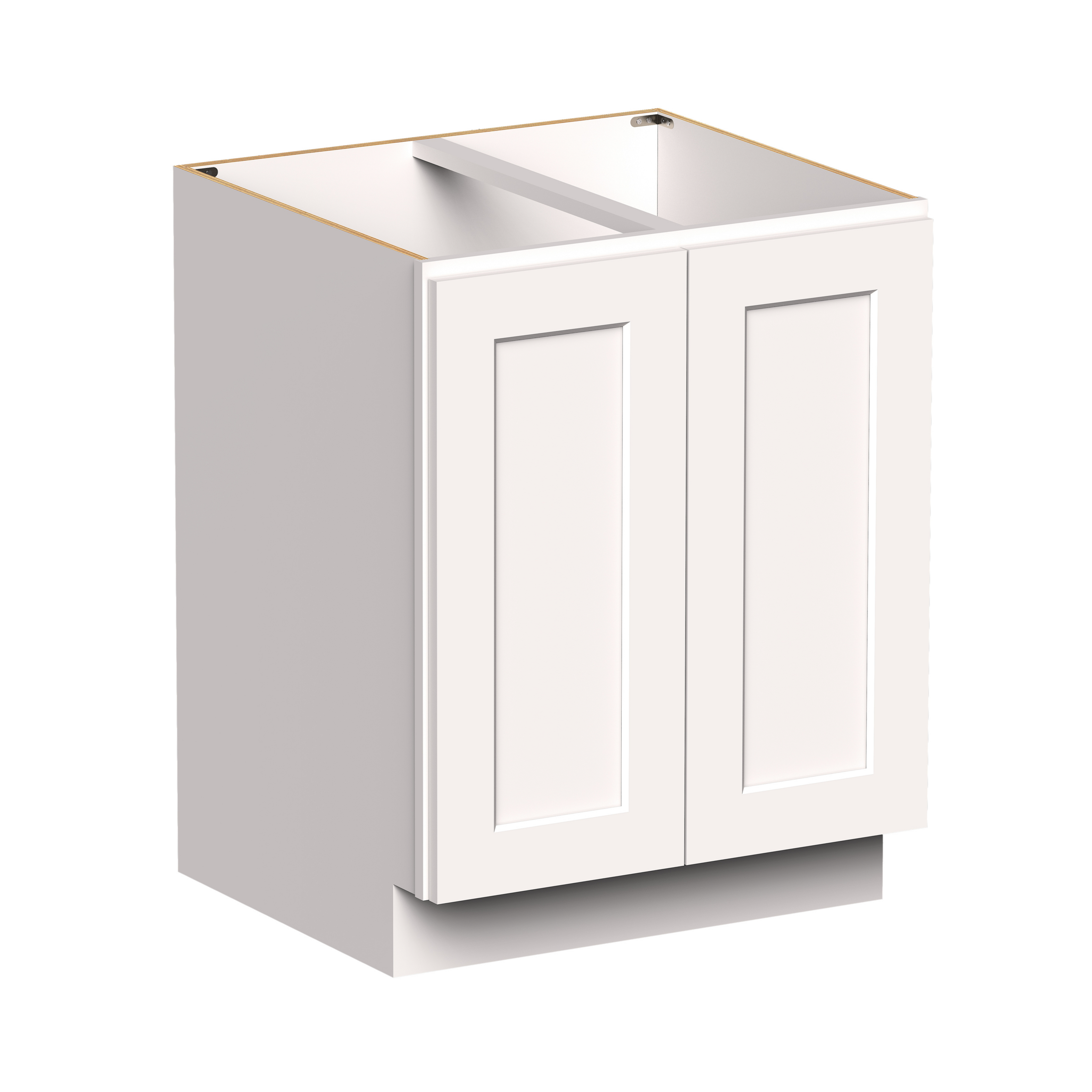 White RTA 27"W x 24"D x 34.5"H Full Height Door Base Cabinet with 2 Doors and 1 Shelves
