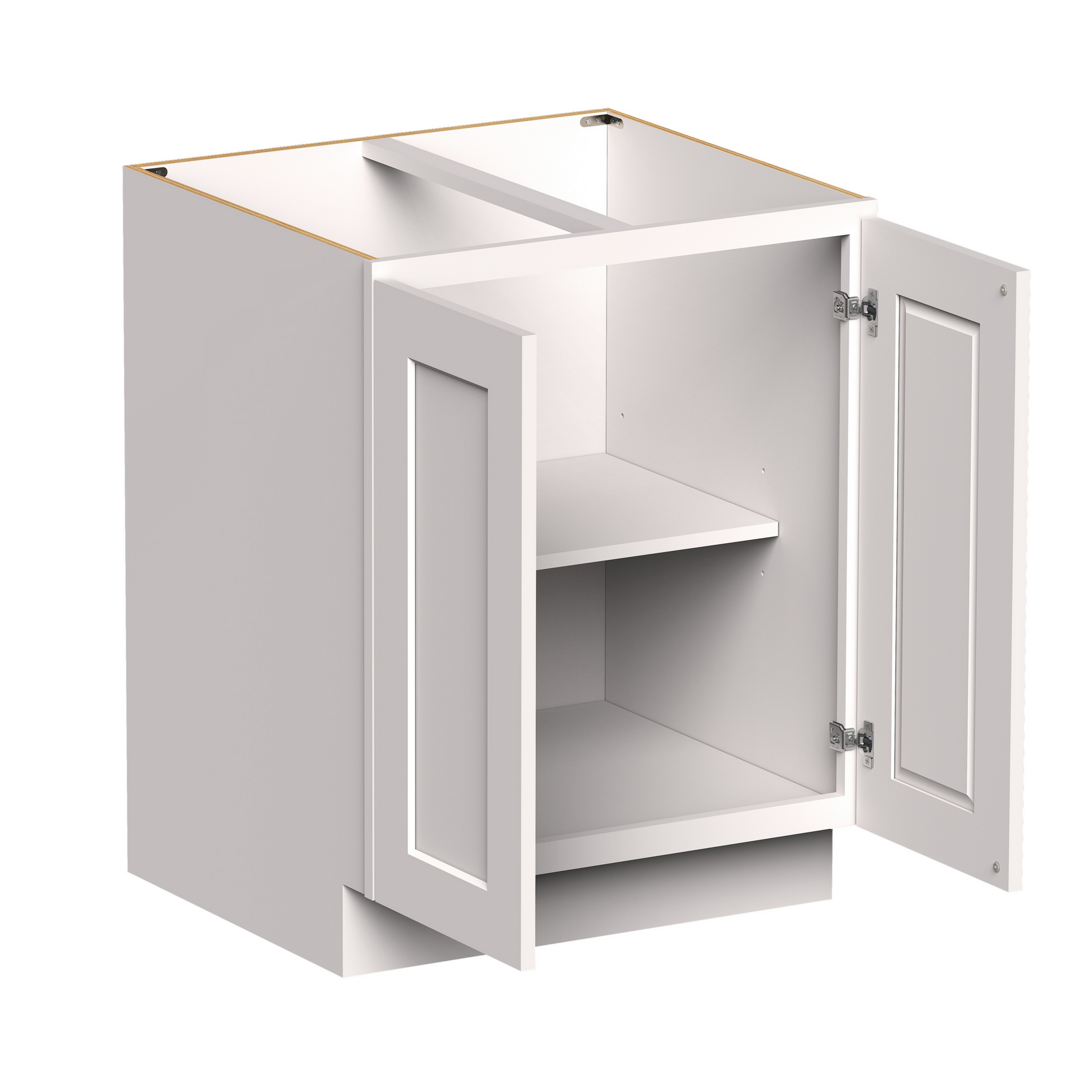 White RTA 27"W x 24"D x 34.5"H Full Height Door Base Cabinet with 2 Doors and 1 Shelves
