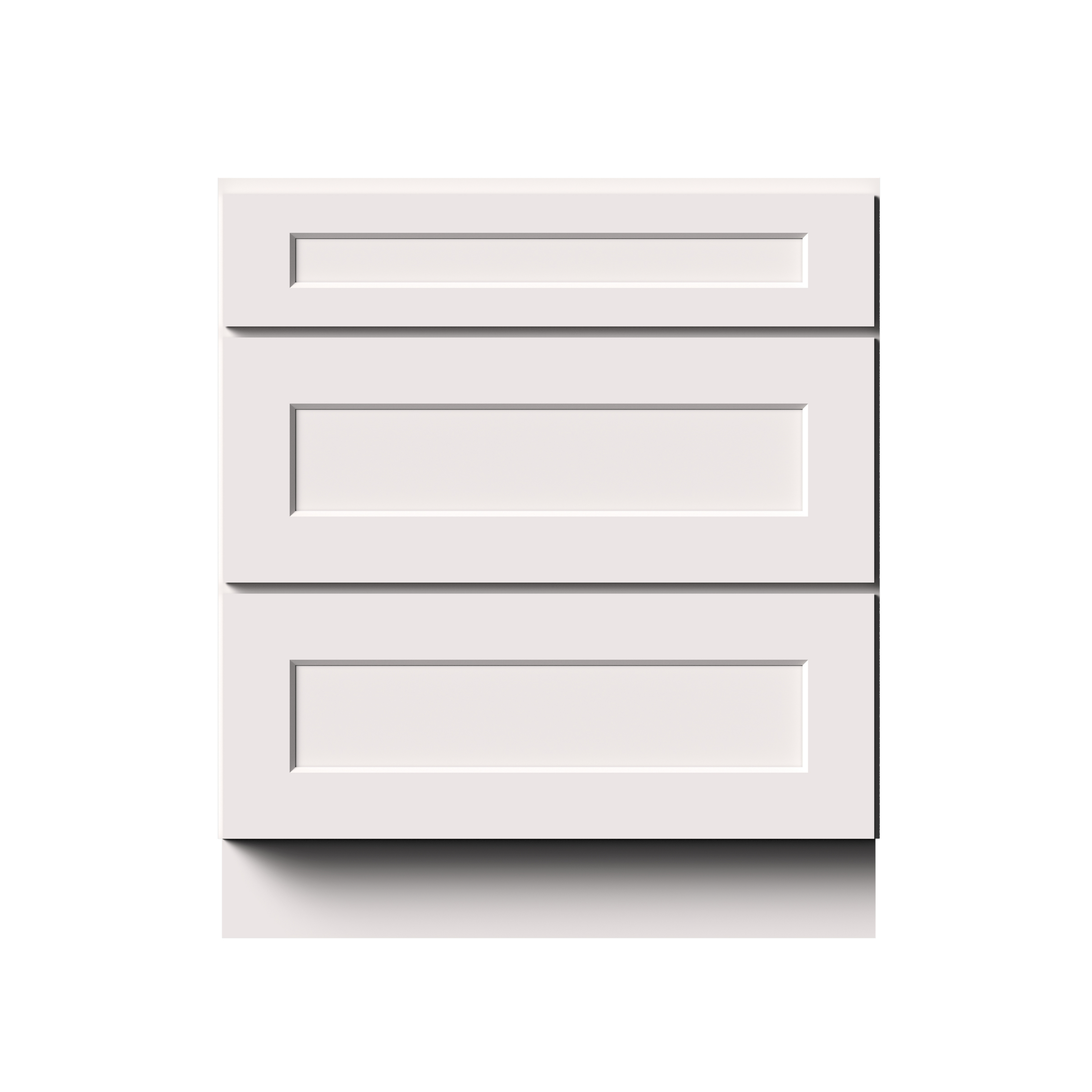 White RTA 30"W x 24"D x 34.5"H Drawer Base Cabinets with 3 Drawers
