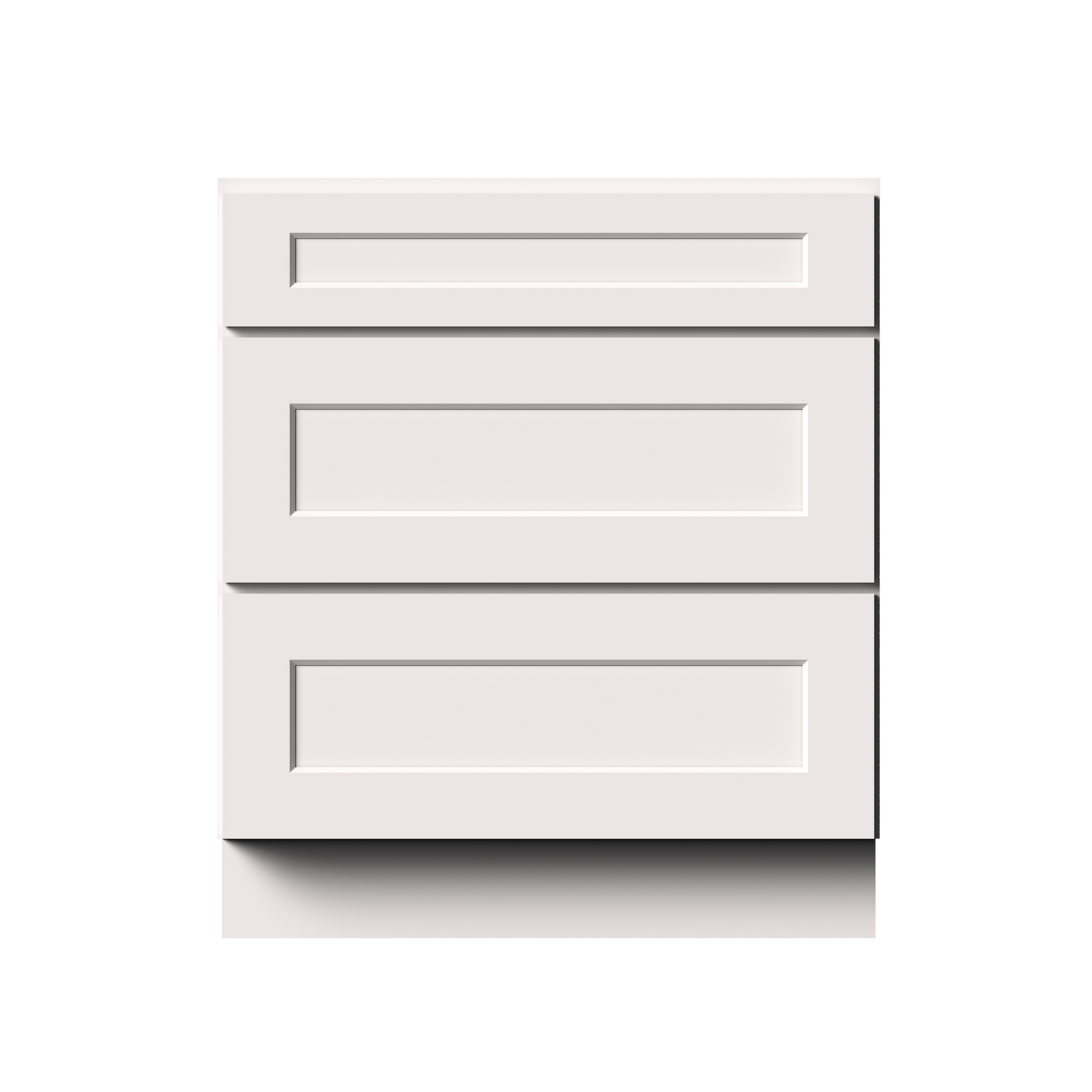 White RTA 30"W x 24"D x 34.5"H Drawer Base Cabinets with 3 Drawers