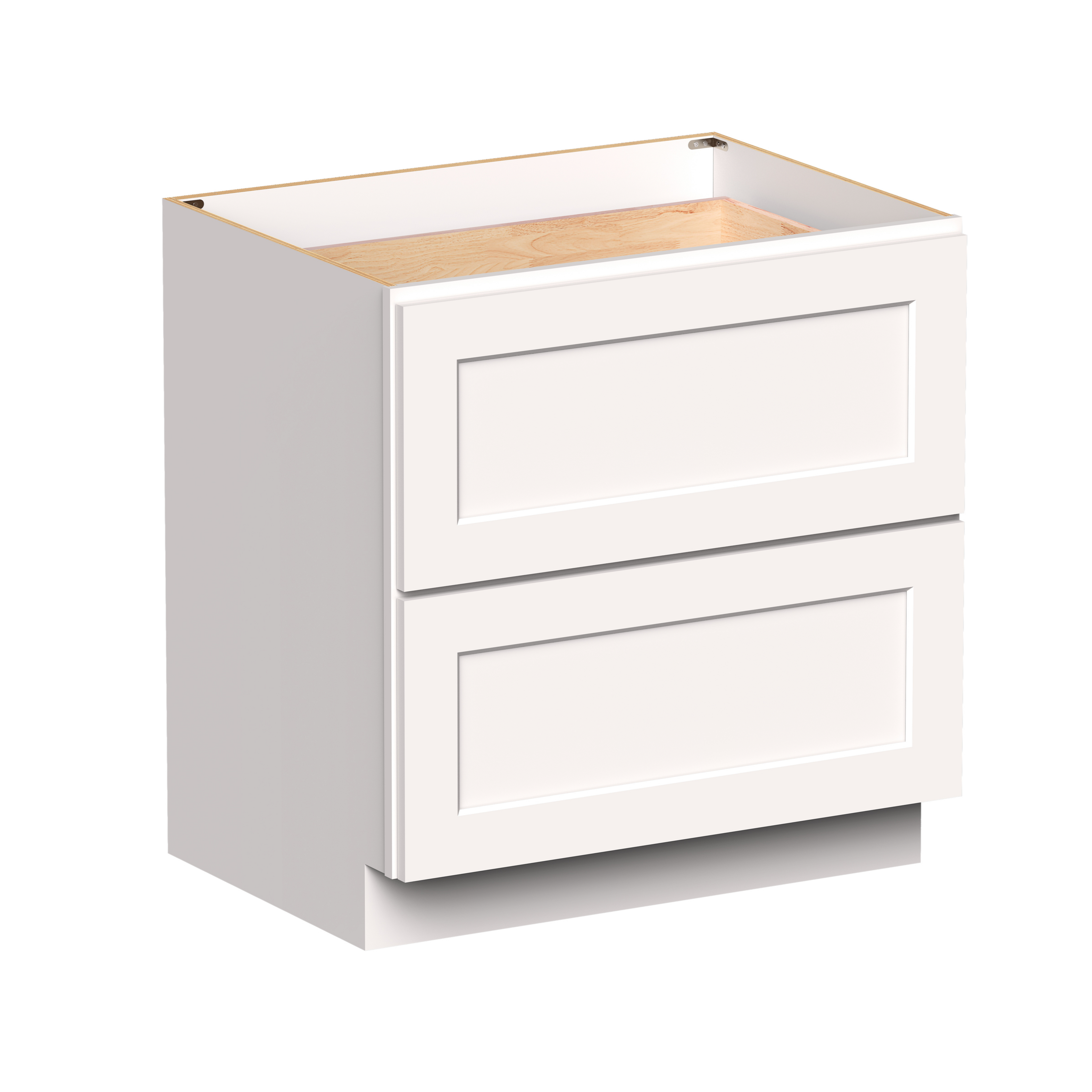 White RTA 33"W x 24"D x 34.5"H Drawer Base Cabinets with 2 Drawers