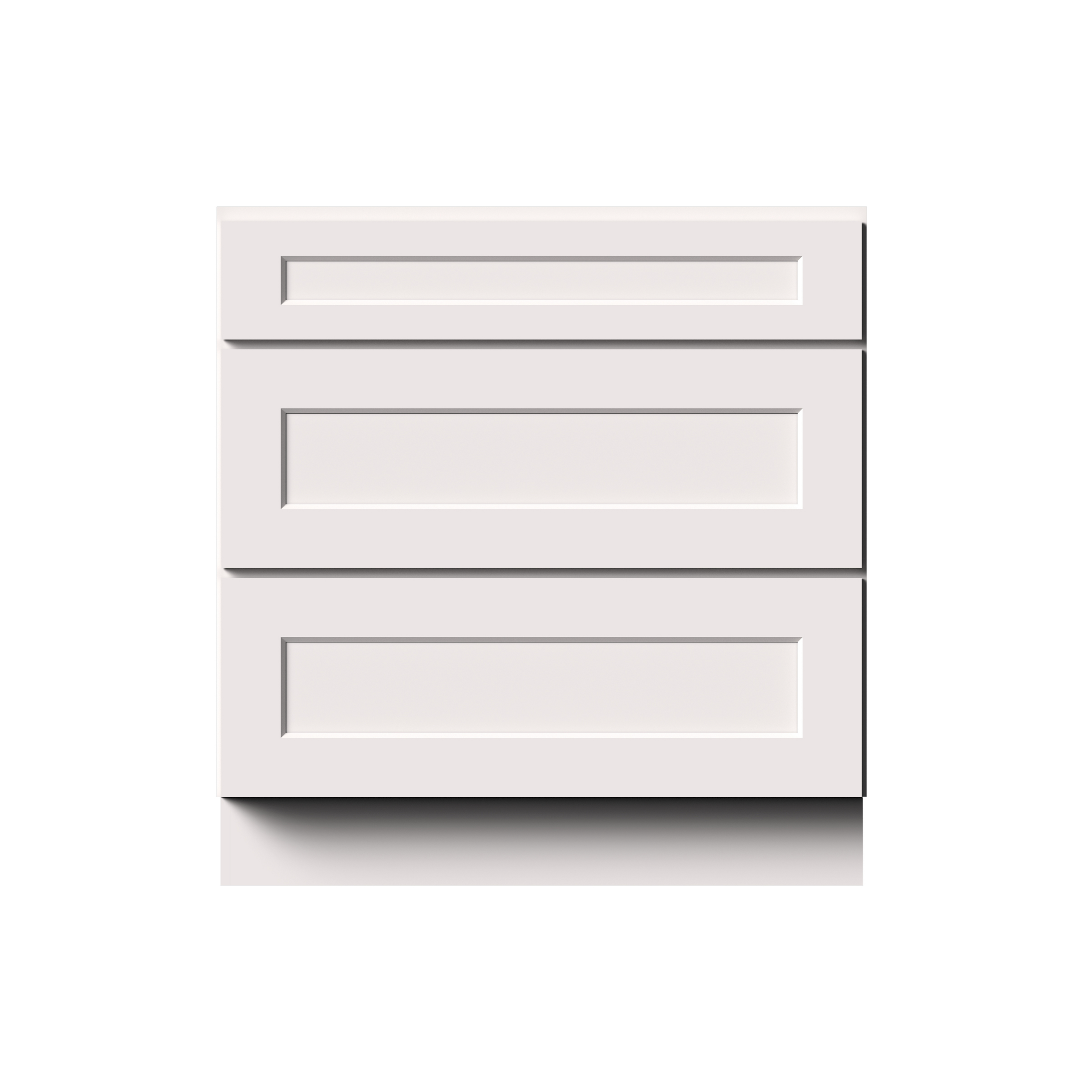 White RTA 33"W x 24"D x 34.5"H Drawer Base Cabinets with 3 Drawers