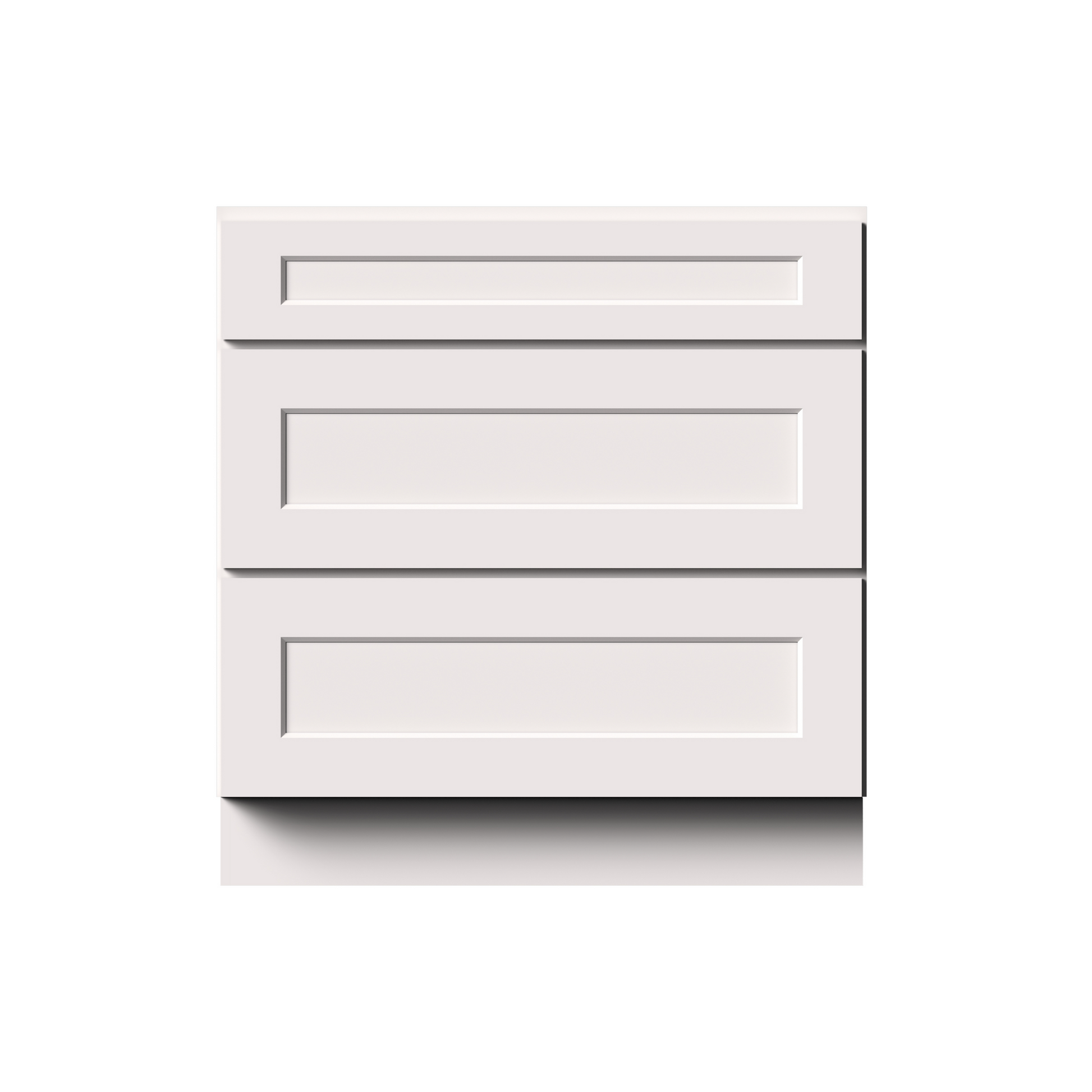 White RTA 33"W x 24"D x 34.5"H Drawer Base Cabinets with 3 Drawers