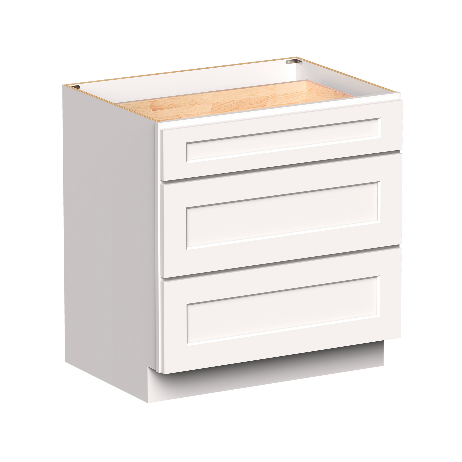 White RTA 33"W x 24"D x 34.5"H Drawer Base Cabinets with 3 Drawers