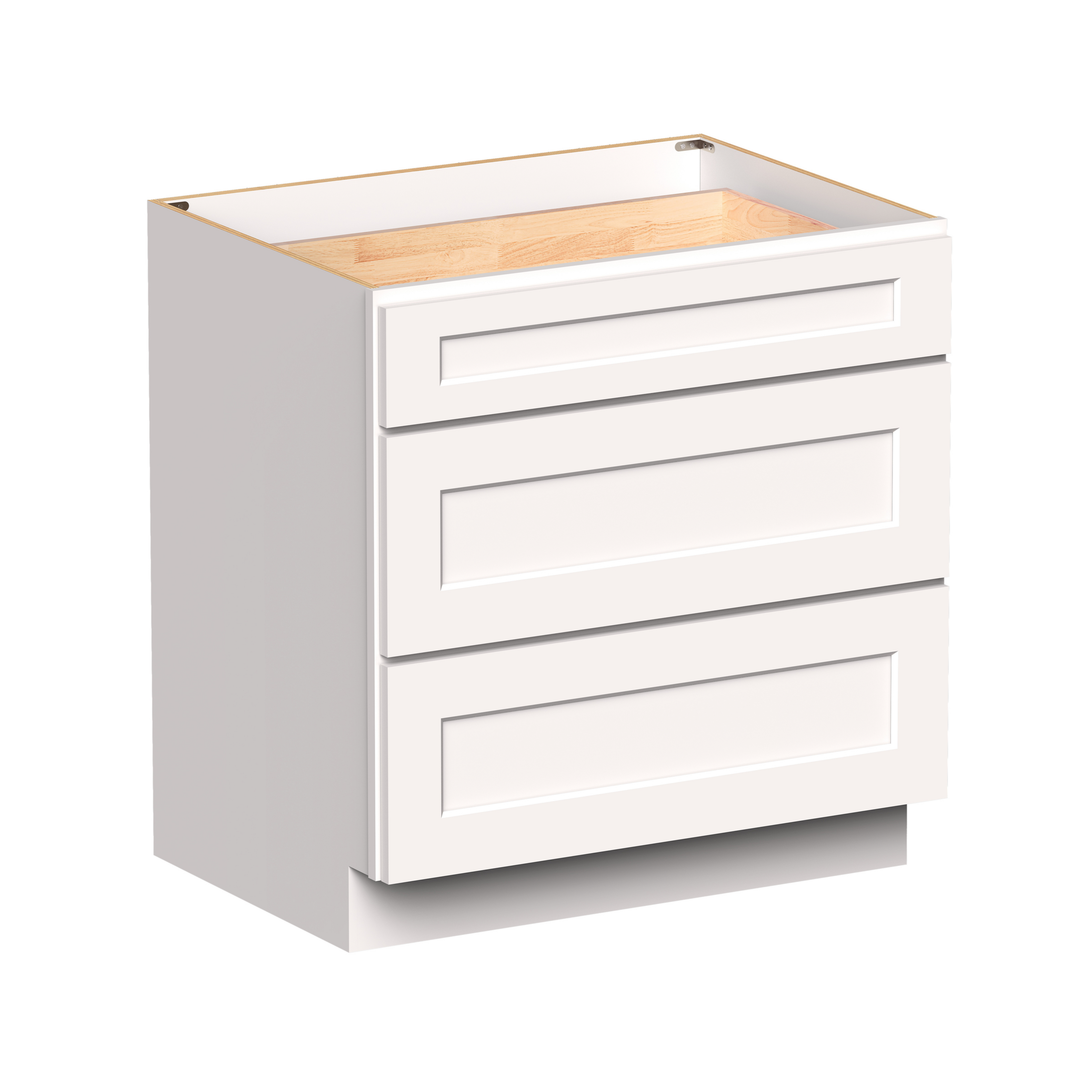 White RTA 33"W x 24"D x 34.5"H Drawer Base Cabinets with 3 Drawers