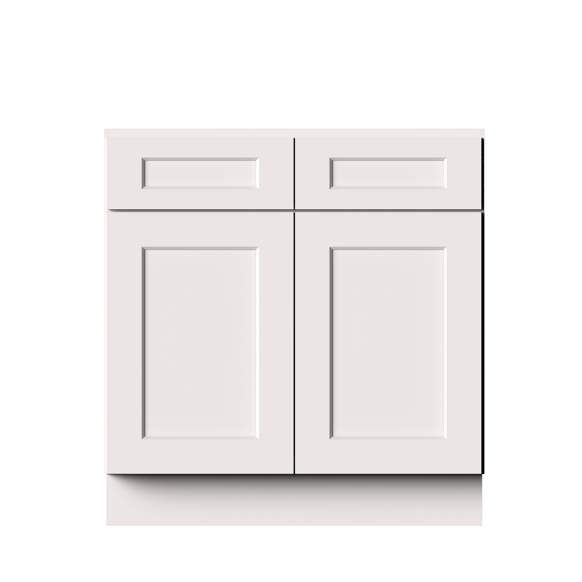 White RTA 33"W x 24"D x 34.5"H Standard Base Cabinet with 2 Drawers and 2 Doors