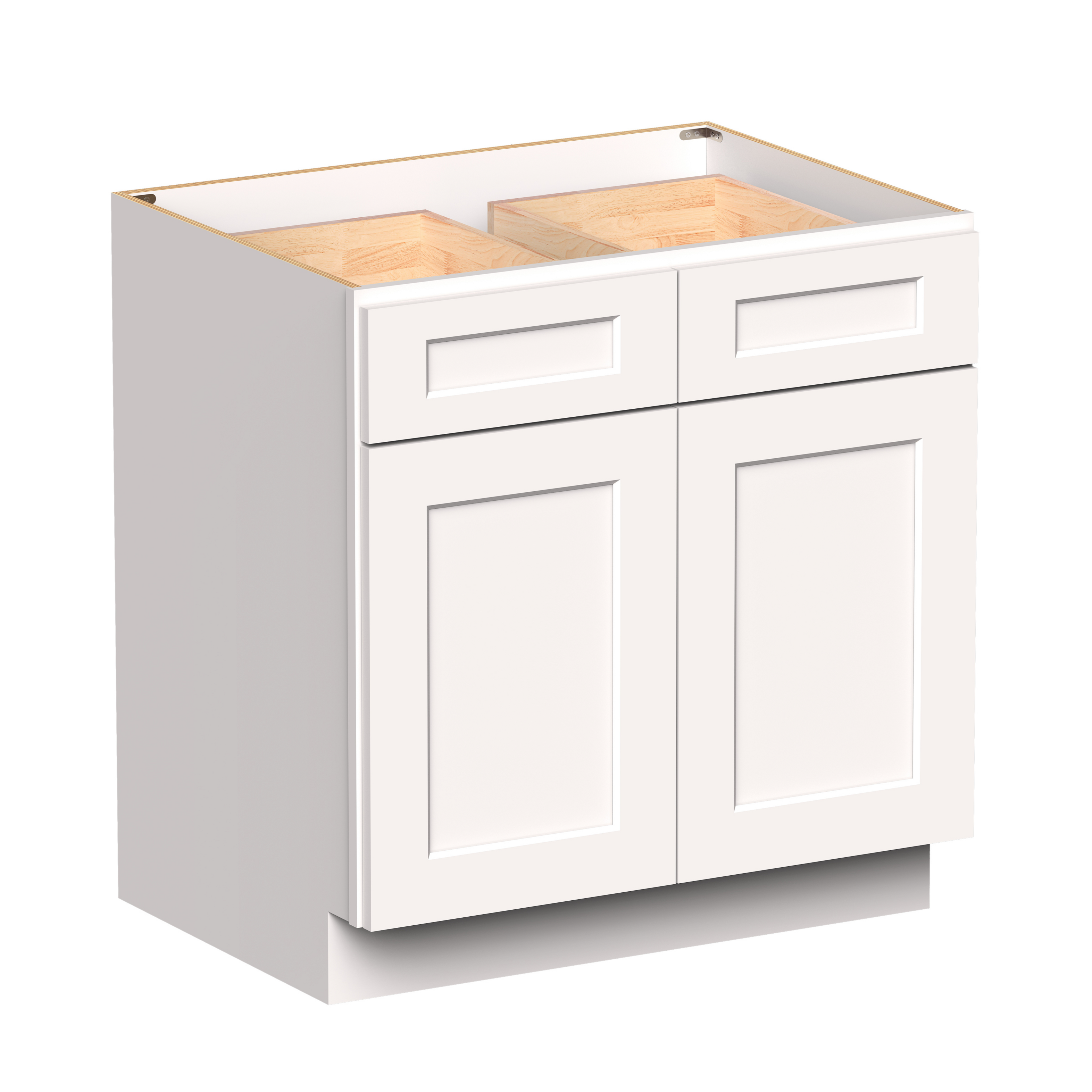 White RTA 33"W x 24"D x 34.5"H Standard Base Cabinet with 2 Drawers and 2 Doors