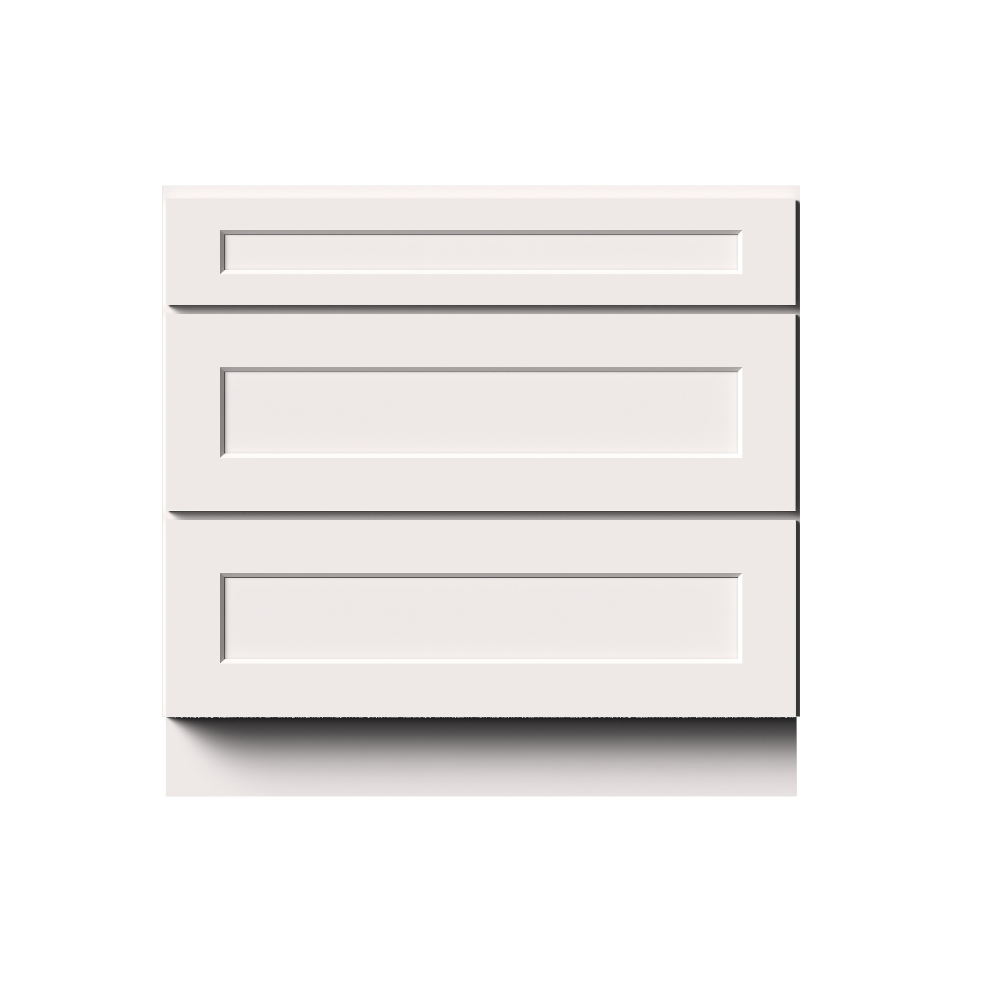 White RTA 36"W x 24"D x 34.5"H Drawer Base Cabinets with 3 Drawers