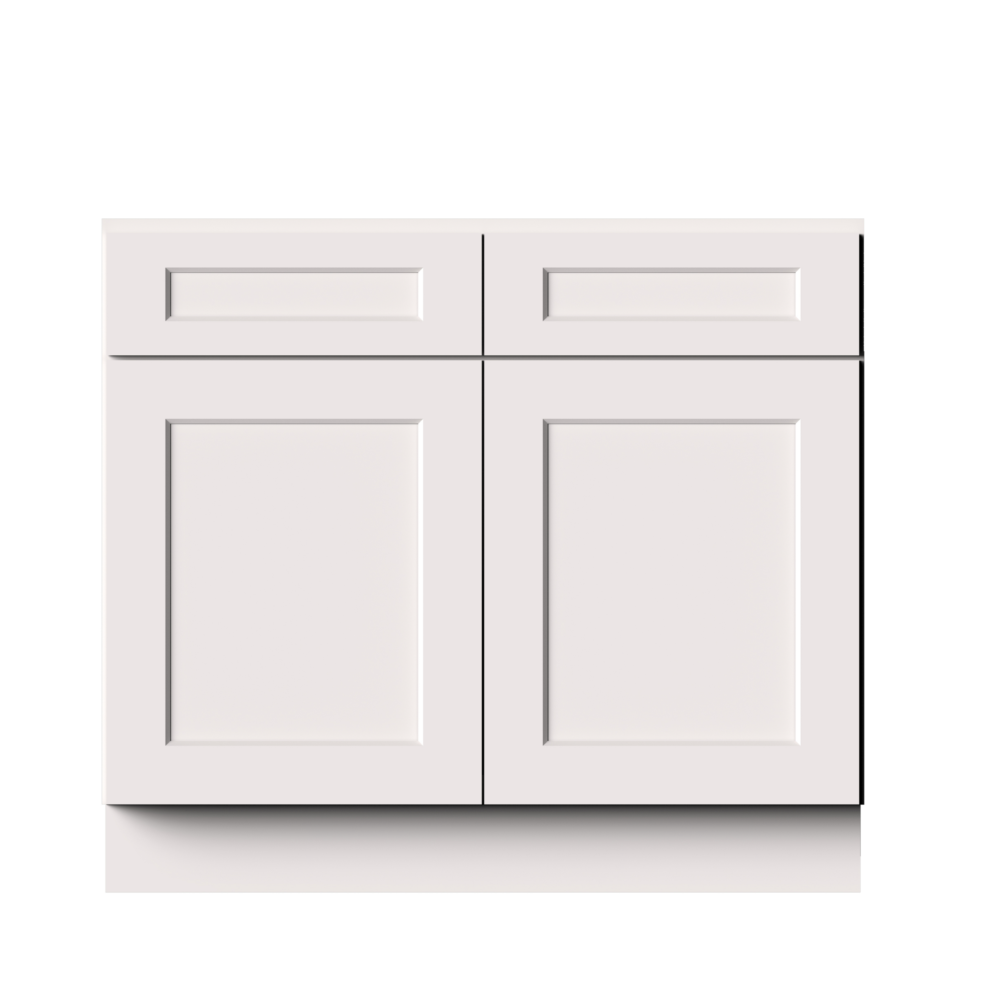 White RTA 39"W x 24"D x 34.5"H Standard Base Cabinet with 2 Drawers and 2 Doors