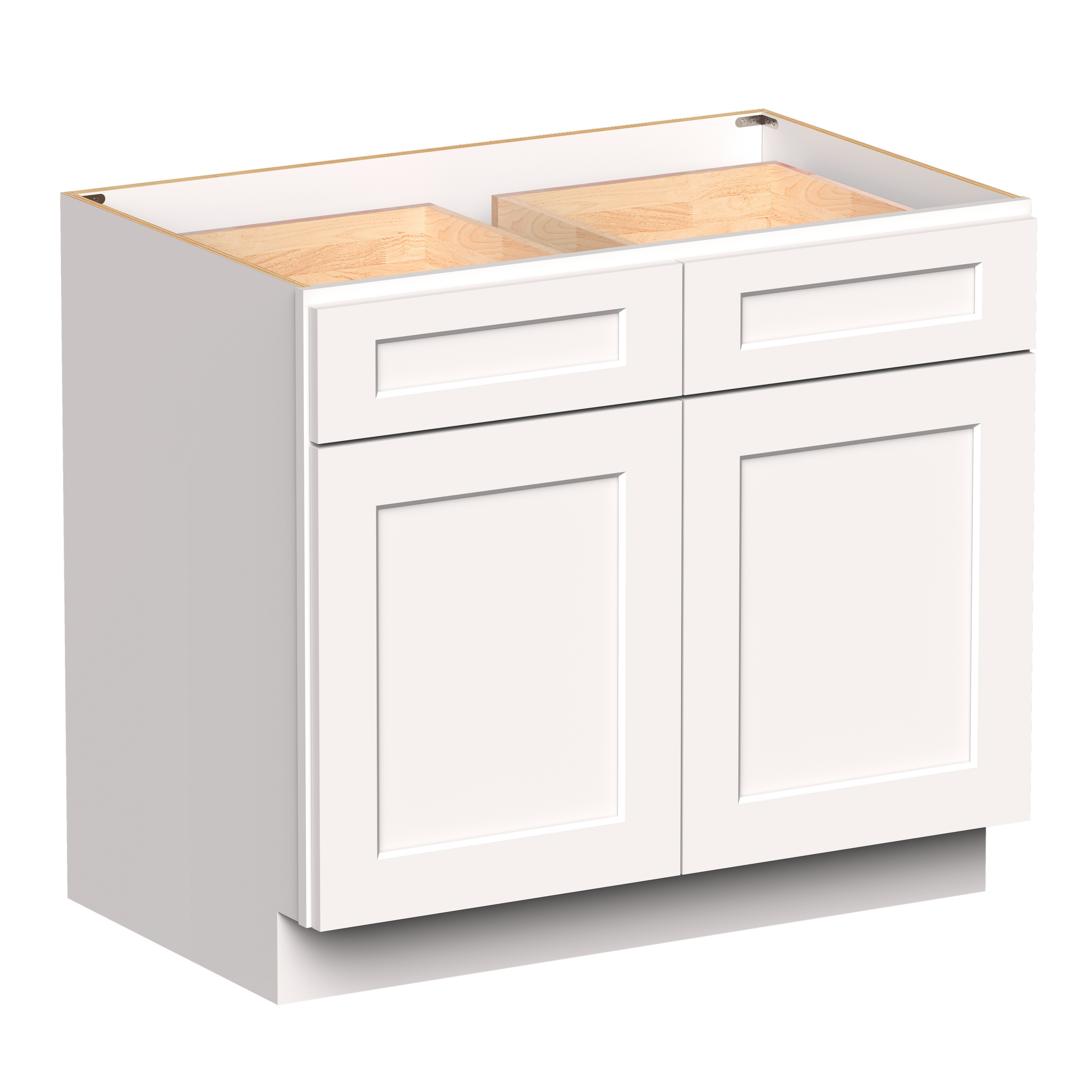 White RTA 39"W x 24"D x 34.5"H Standard Base Cabinet with 2 Drawers and 2 Doors