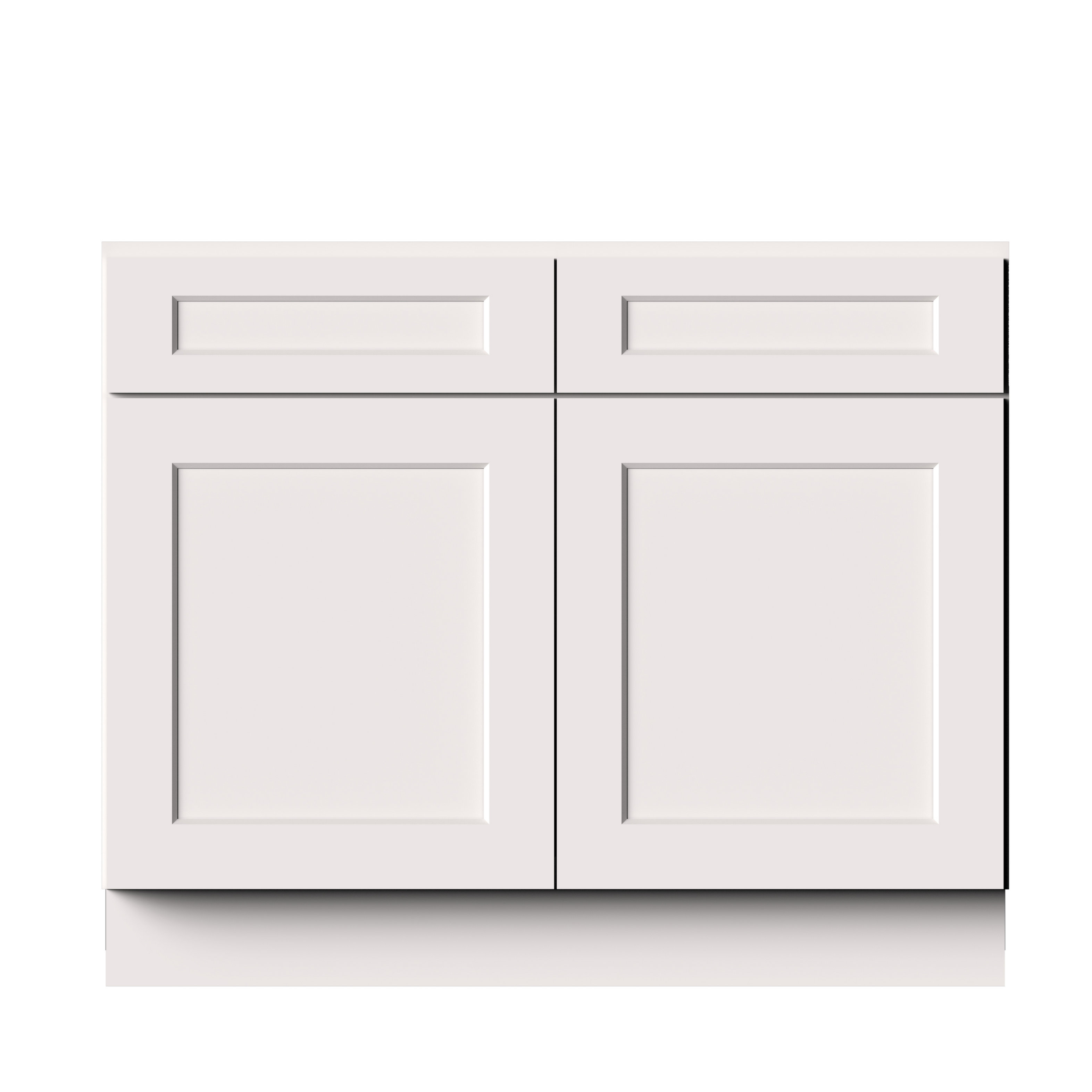 White RTA 42"W x 24"D x 34.5"H Standard Base Cabinet with 2 Drawers and 2 Doors