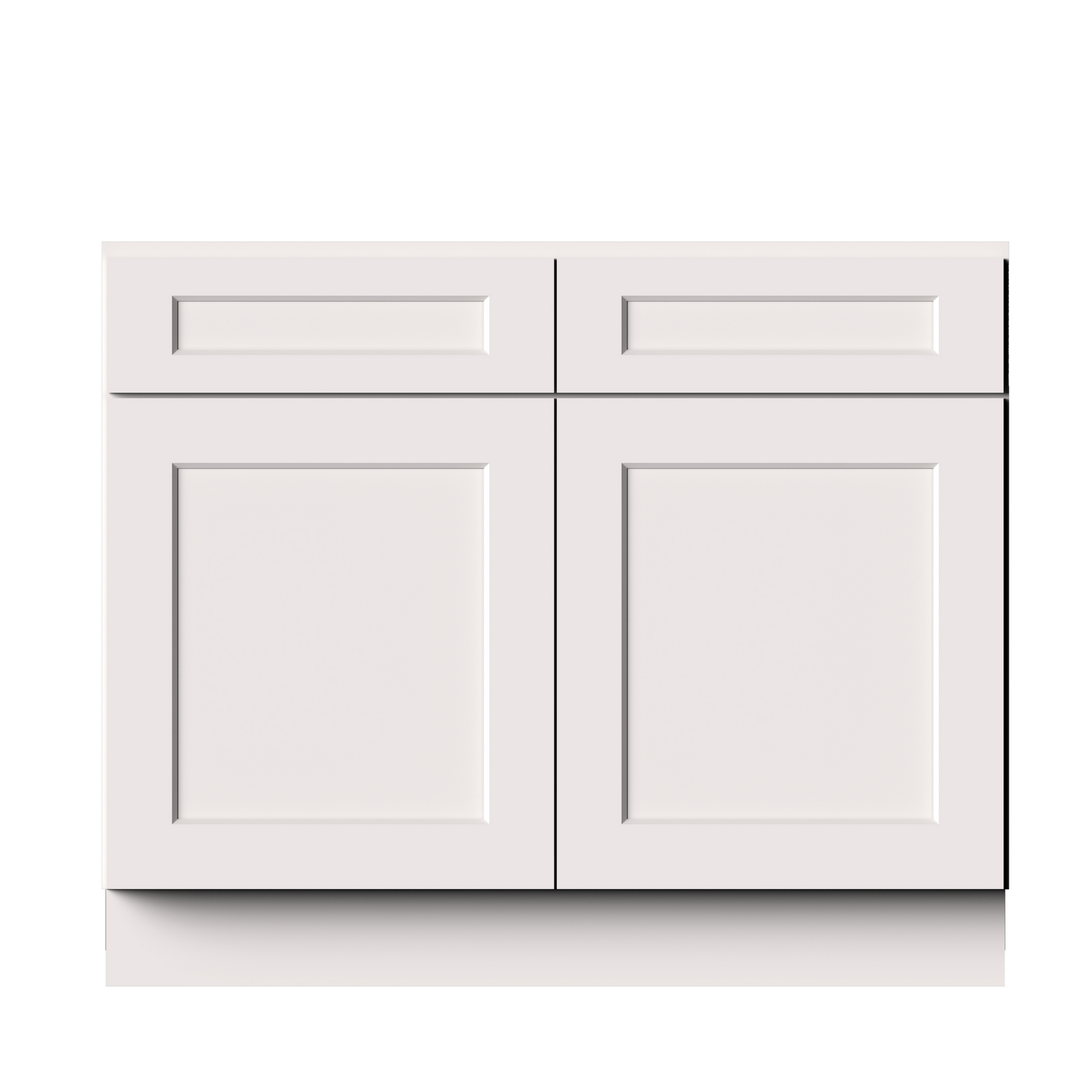 White RTA 42"W x 24"D x 34.5"H Standard Base Cabinet with 2 Drawers and 2 Doors