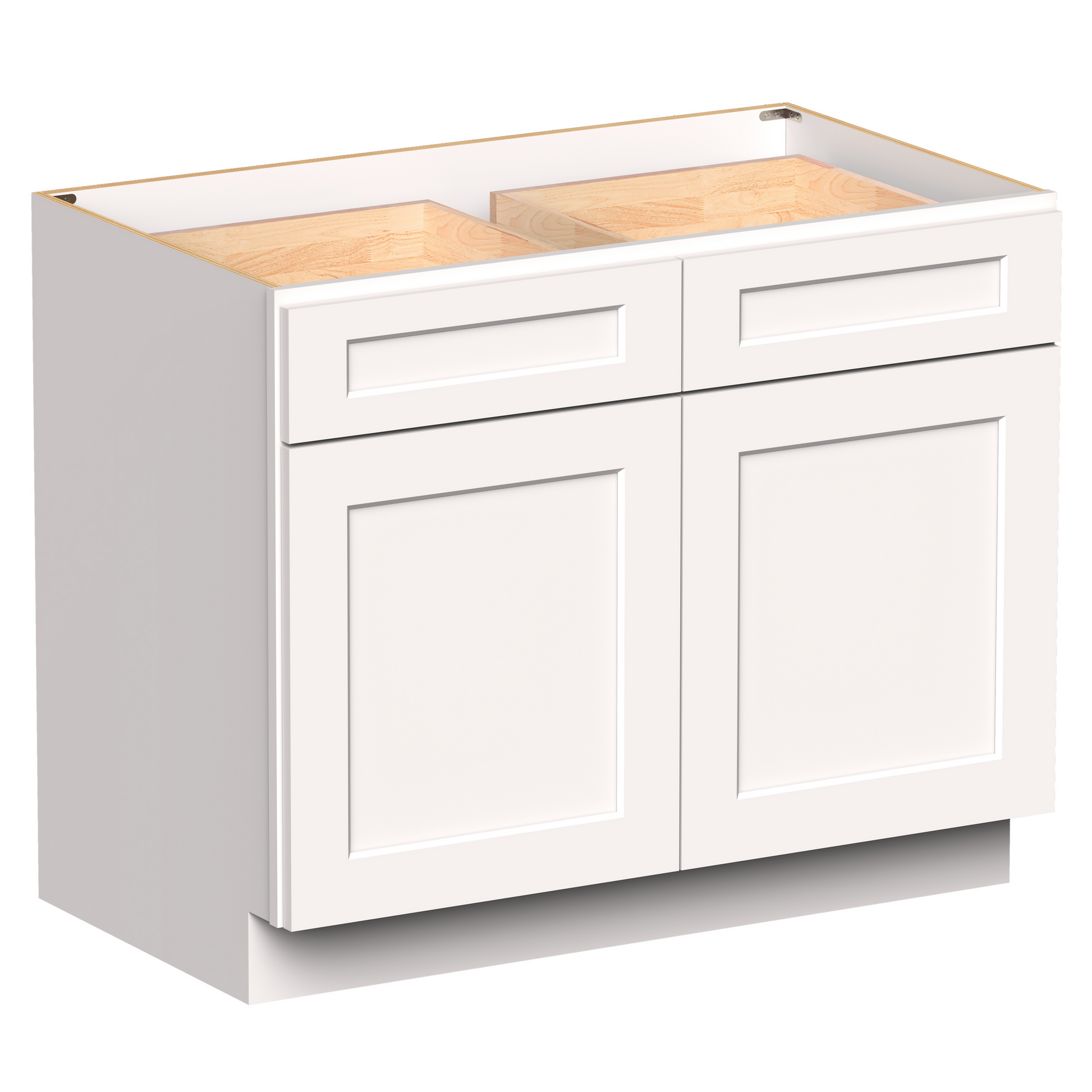 White RTA 42"W x 24"D x 34.5"H Standard Base Cabinet with 2 Drawers and 2 Doors