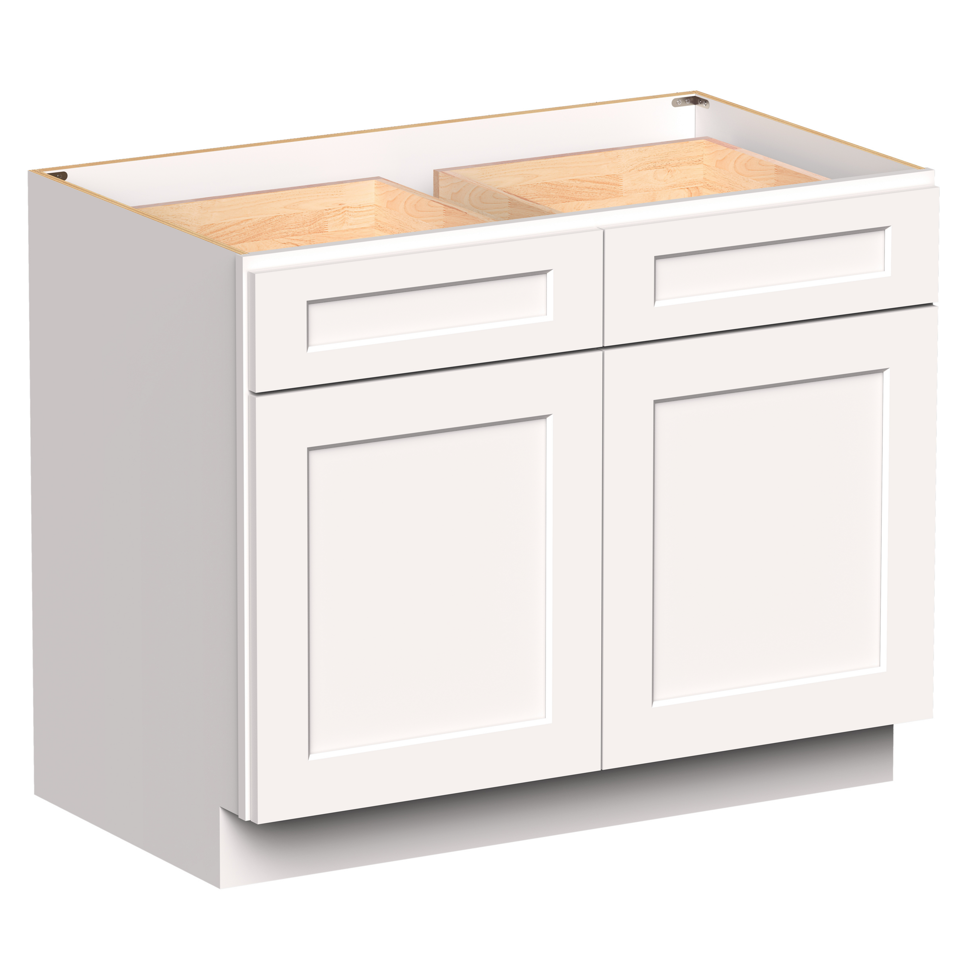 White RTA 42"W x 24"D x 34.5"H Standard Base Cabinet with 2 Drawers and 2 Doors