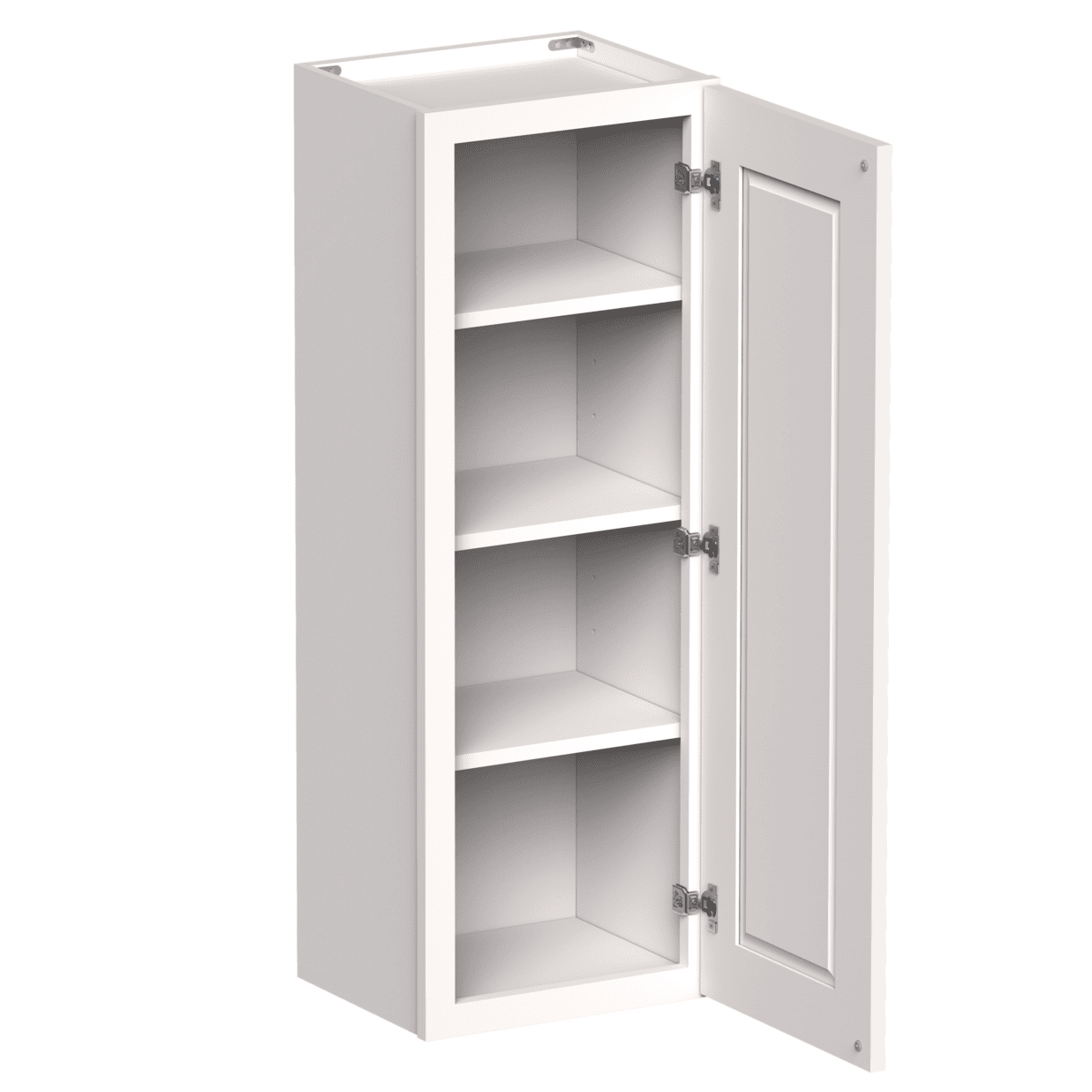 White Shaker RTA 15"W x 12"D x 42"H Standard Wall Cabinet with 1 Door and 3 Shelves