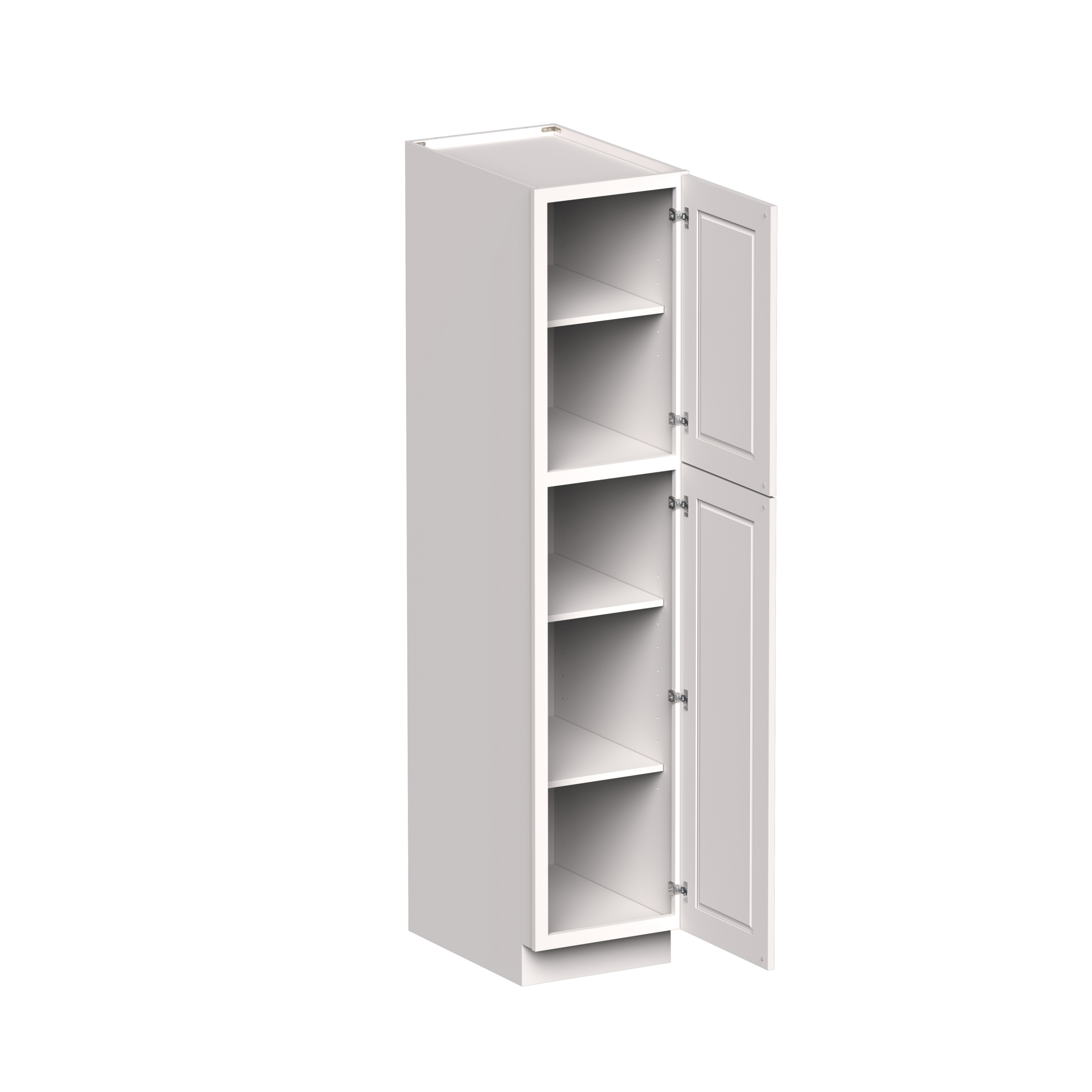 White Shaker RTA 18"W x 27"D x 84"H Pantry Cabinet with 2 Doors and 4 Shelves