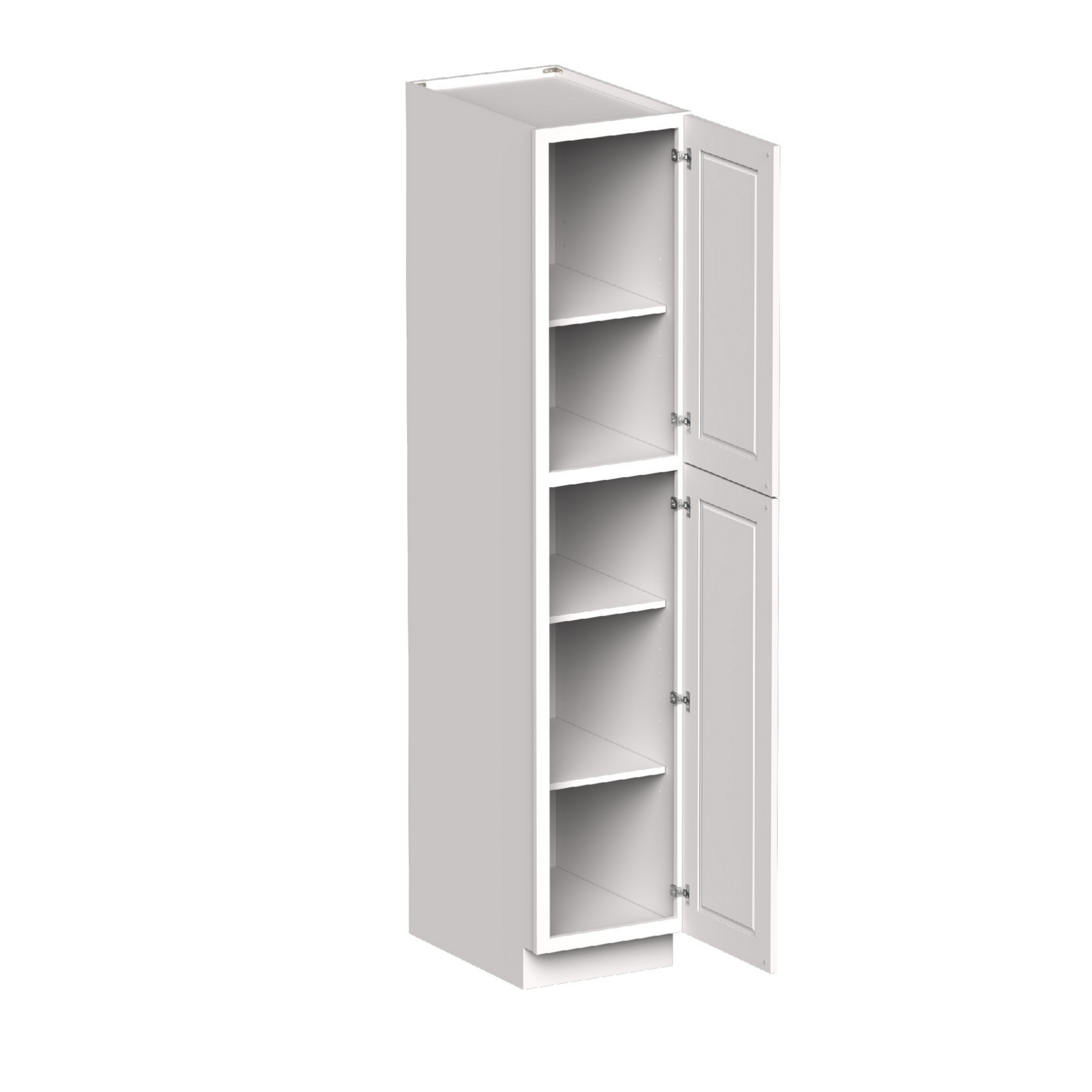 White Shaker RTA 18"W x 27"D x 90"H Pantry Cabinet with 2 Doors and 4 Shelves