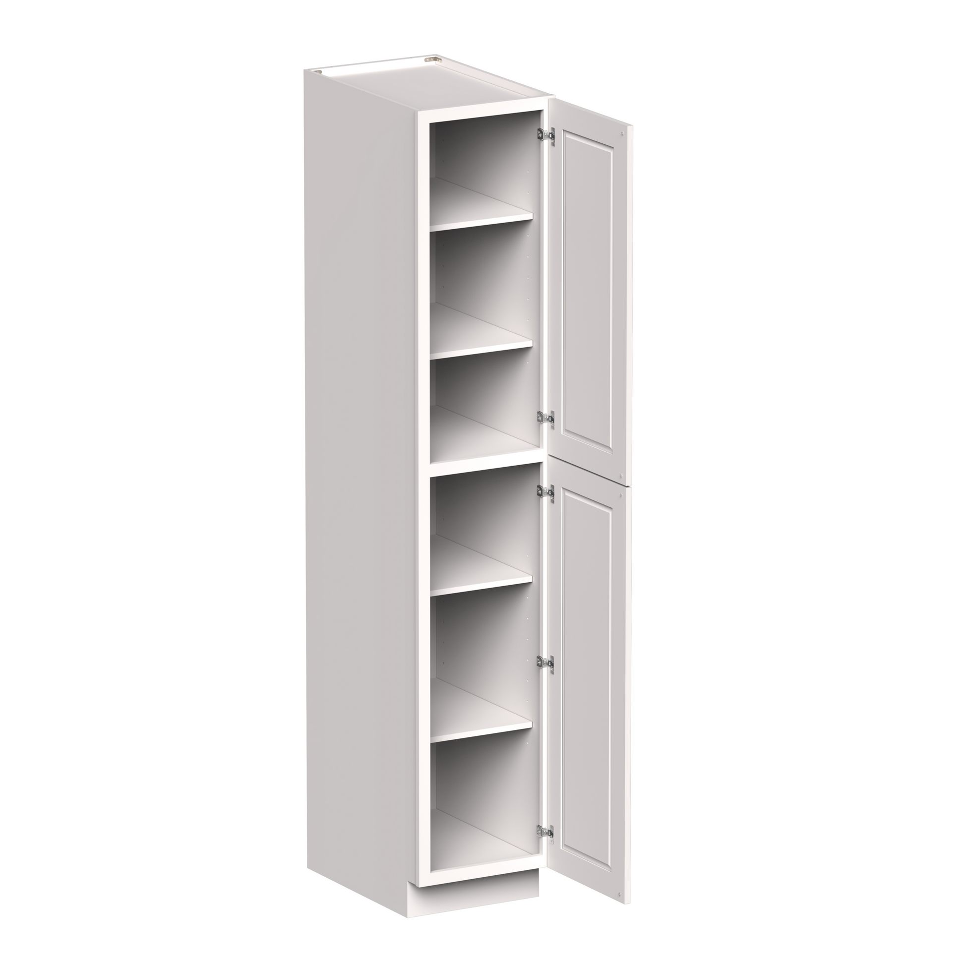 White Shaker RTA 18"W x 27"D x 96"H Pantry Cabinet with 2 Doors and 5 Shelves