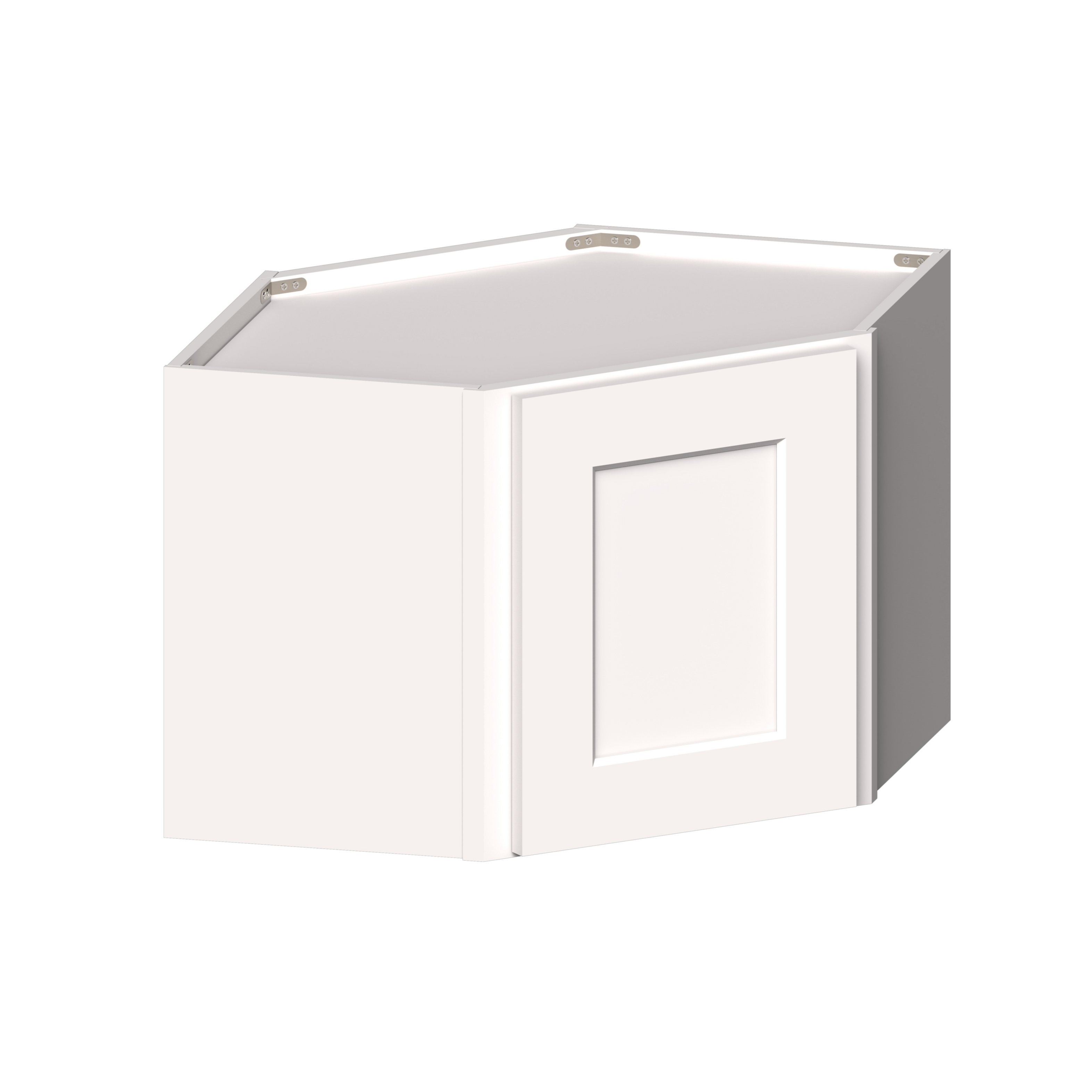 White Shaker RTA 24"W x 12"D x 18"H Short Corner Wall Cabinets with 1 Door