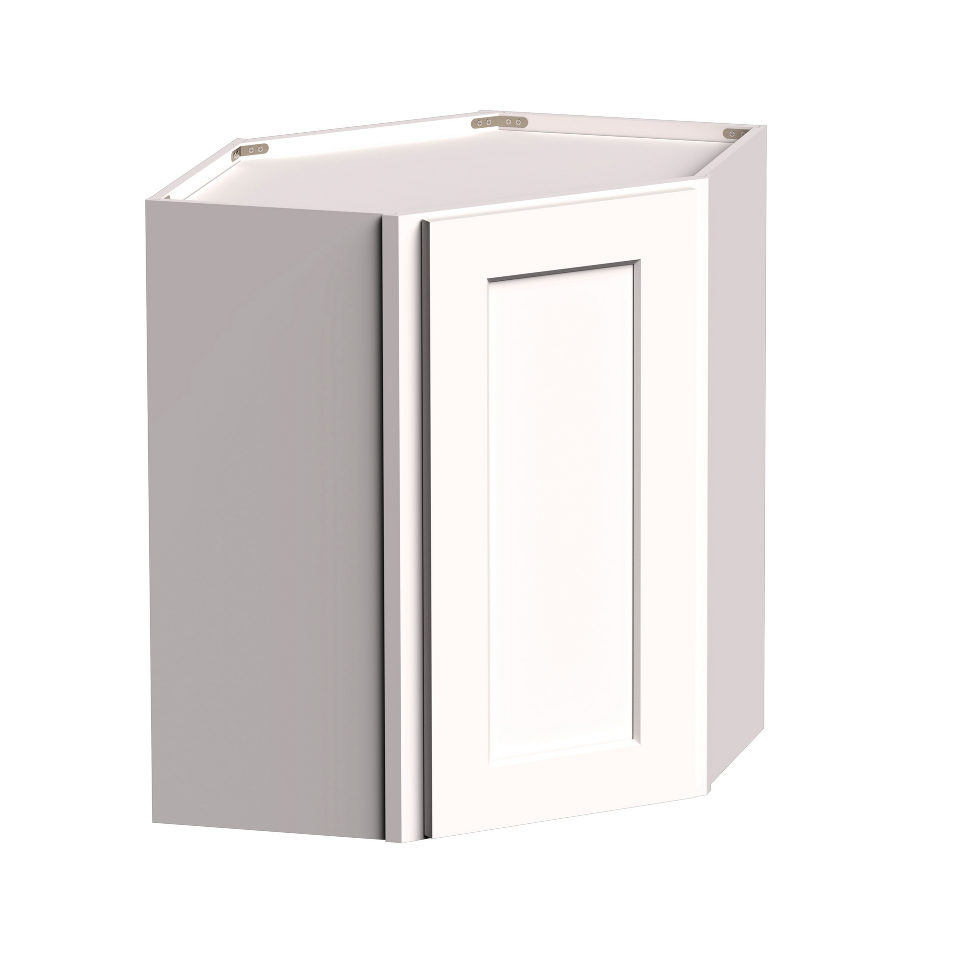 White Shaker RTA 24"W x 12"D x 30"-42"H Standard Corner Wall Cabinets with Door and Shelves