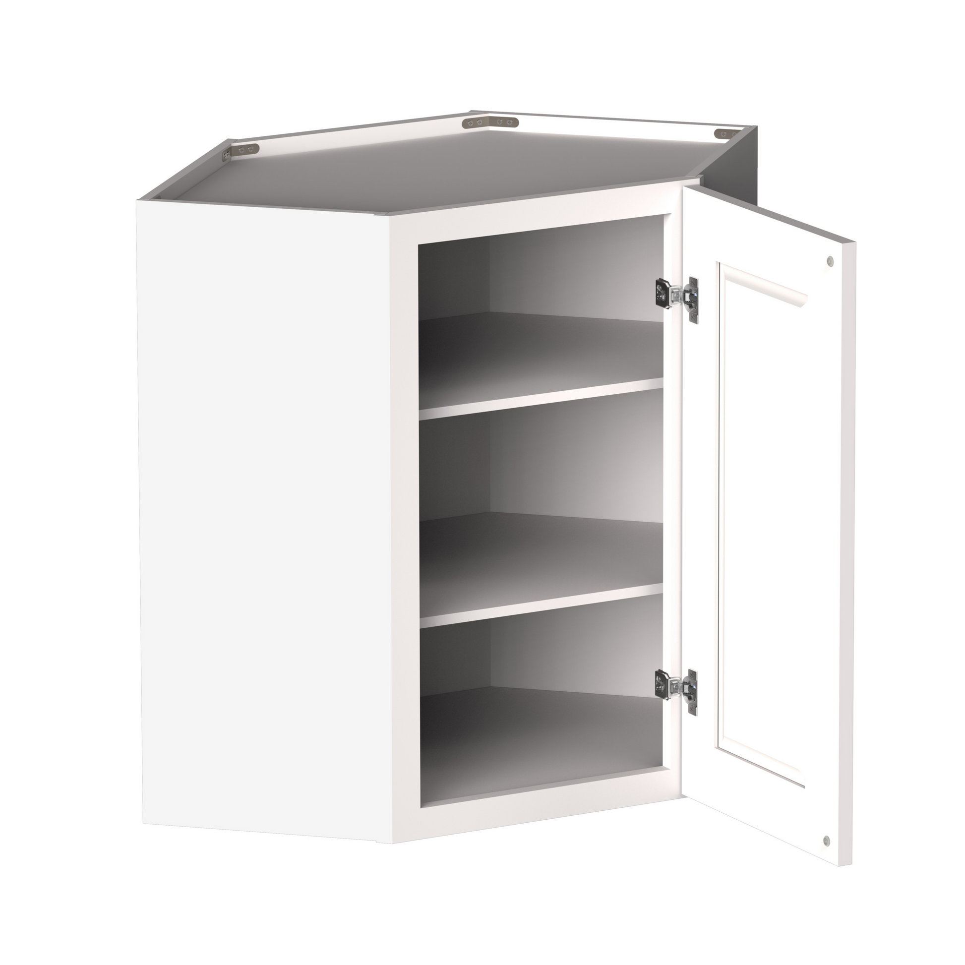 White Shaker RTA 24"W x 12"D x 30"-42"H Standard Corner Wall Cabinets with Door and Shelves