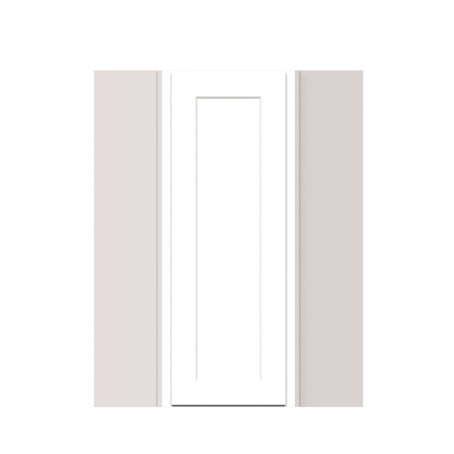 White Shaker RTA  24"W x 12"D x 42"H Wall Diagonal Corner Cabinet with 1 Door and 3 Shelves