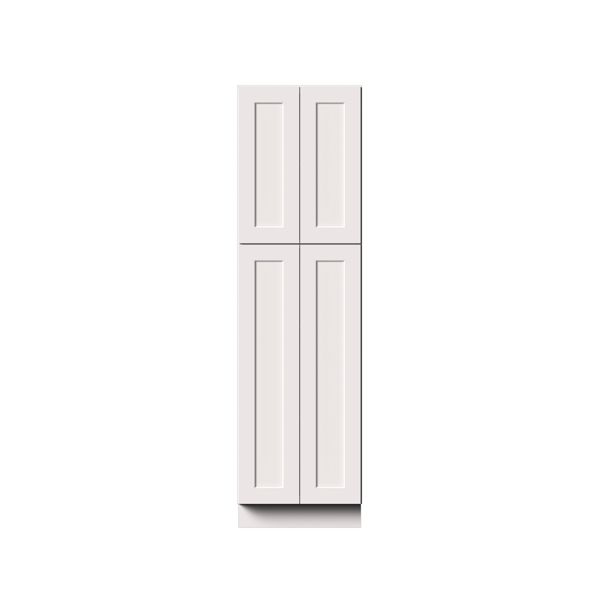 White Shaker RTA 24"W x 27"D x 84"H Pantry Cabinet with 4 Doors and 4 Shelves