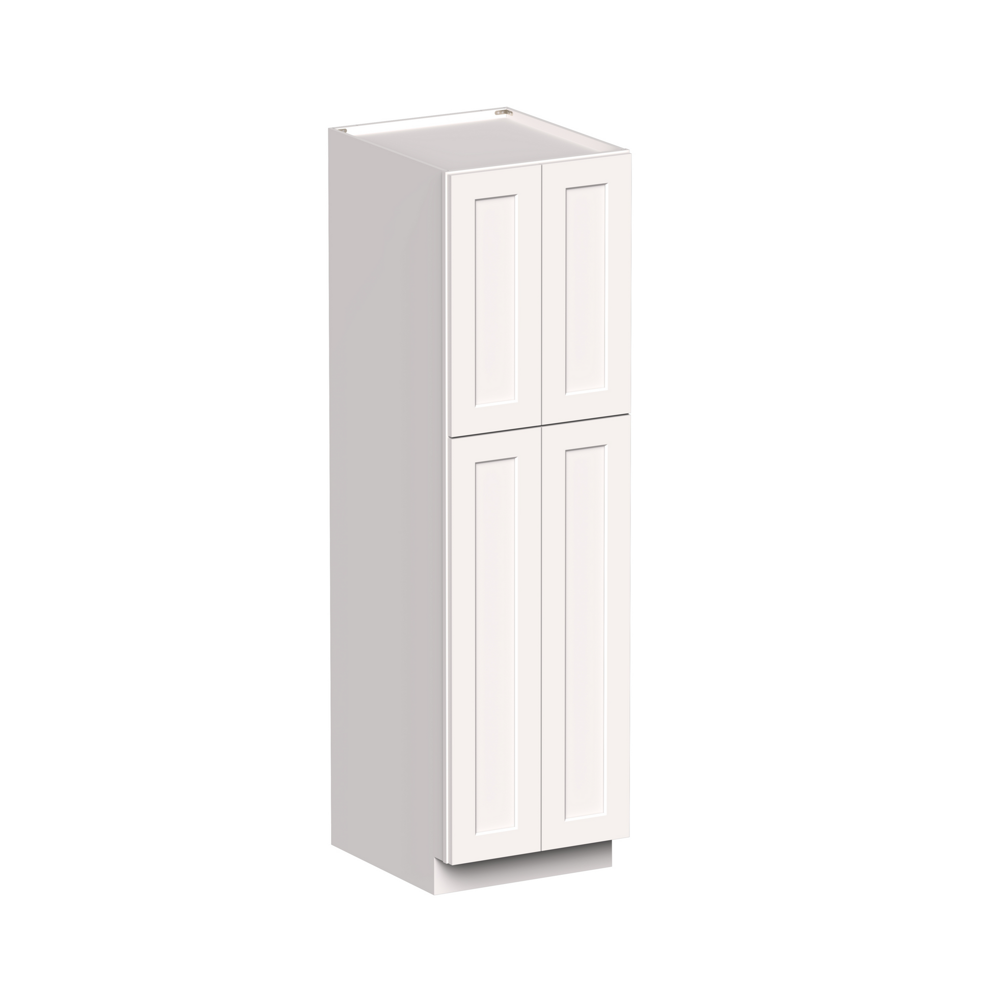 White Shaker RTA 24"W x 27"D x 84"H Pantry Cabinet with 4 Doors and 4 Shelves