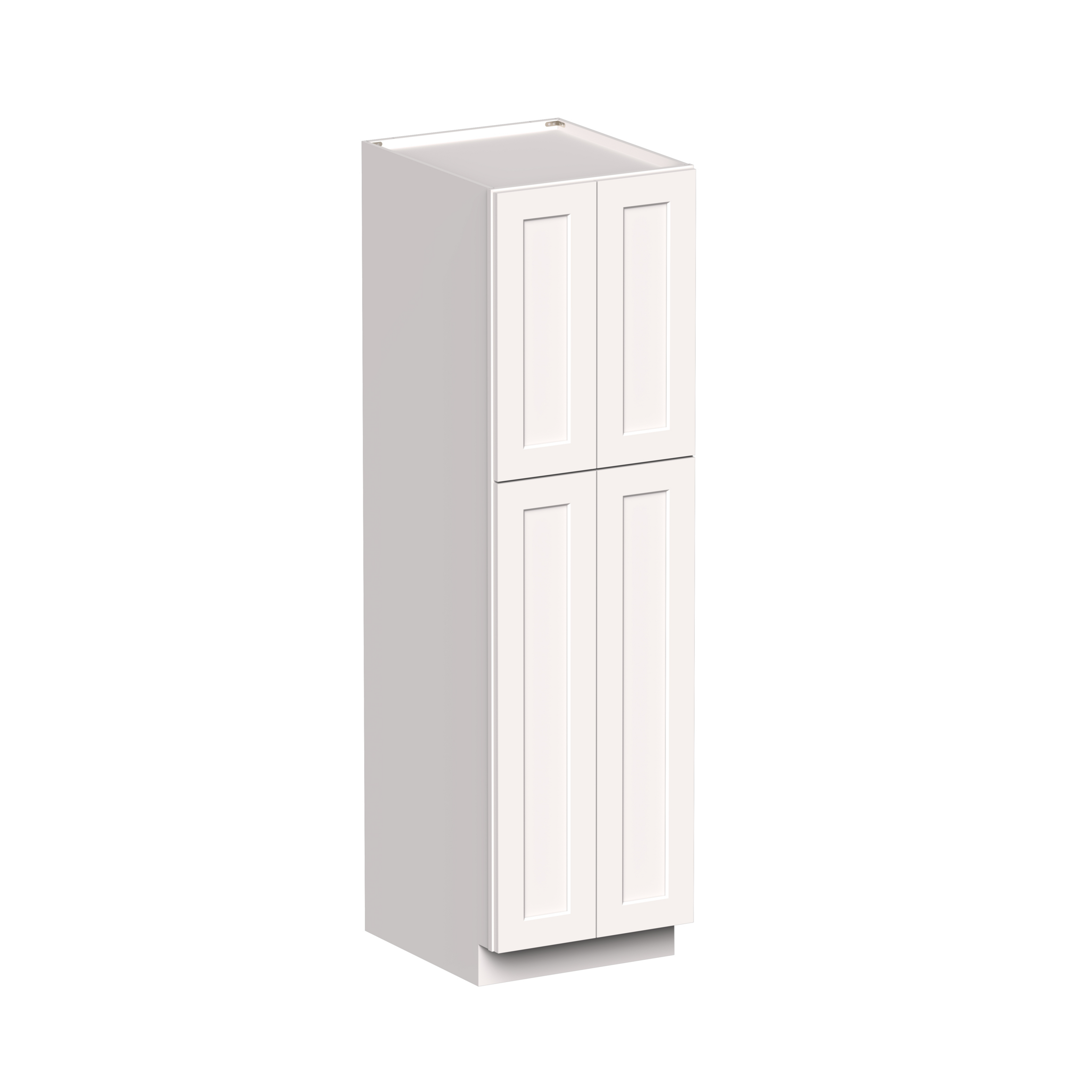 White Shaker RTA 24"W x 27"D x 84"H Pantry Cabinet with 4 Doors and 4 Shelves