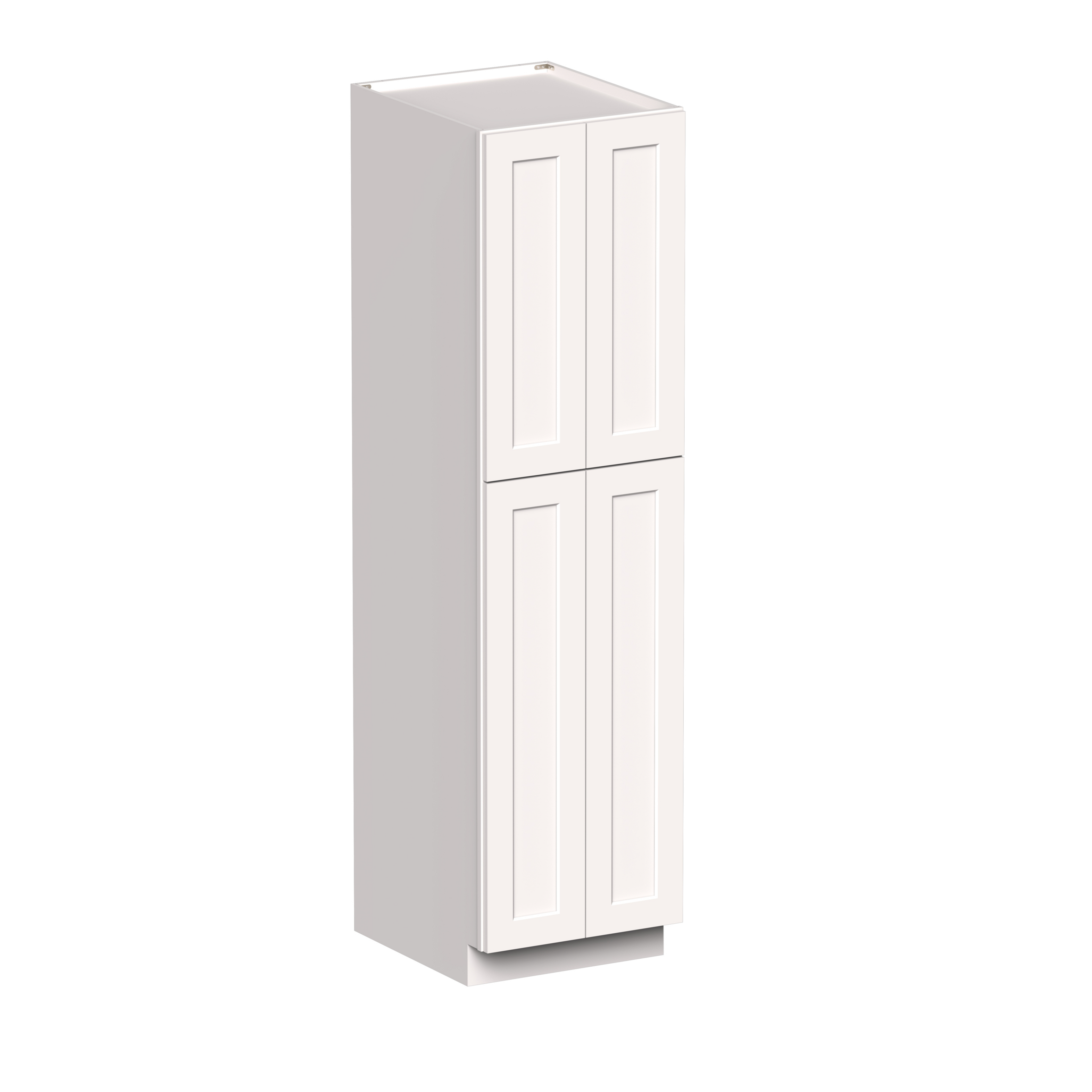 White Shaker RTA 24"W x 27"D x 90"H Pantry Cabinet with 4 Doors and 4 Shelves