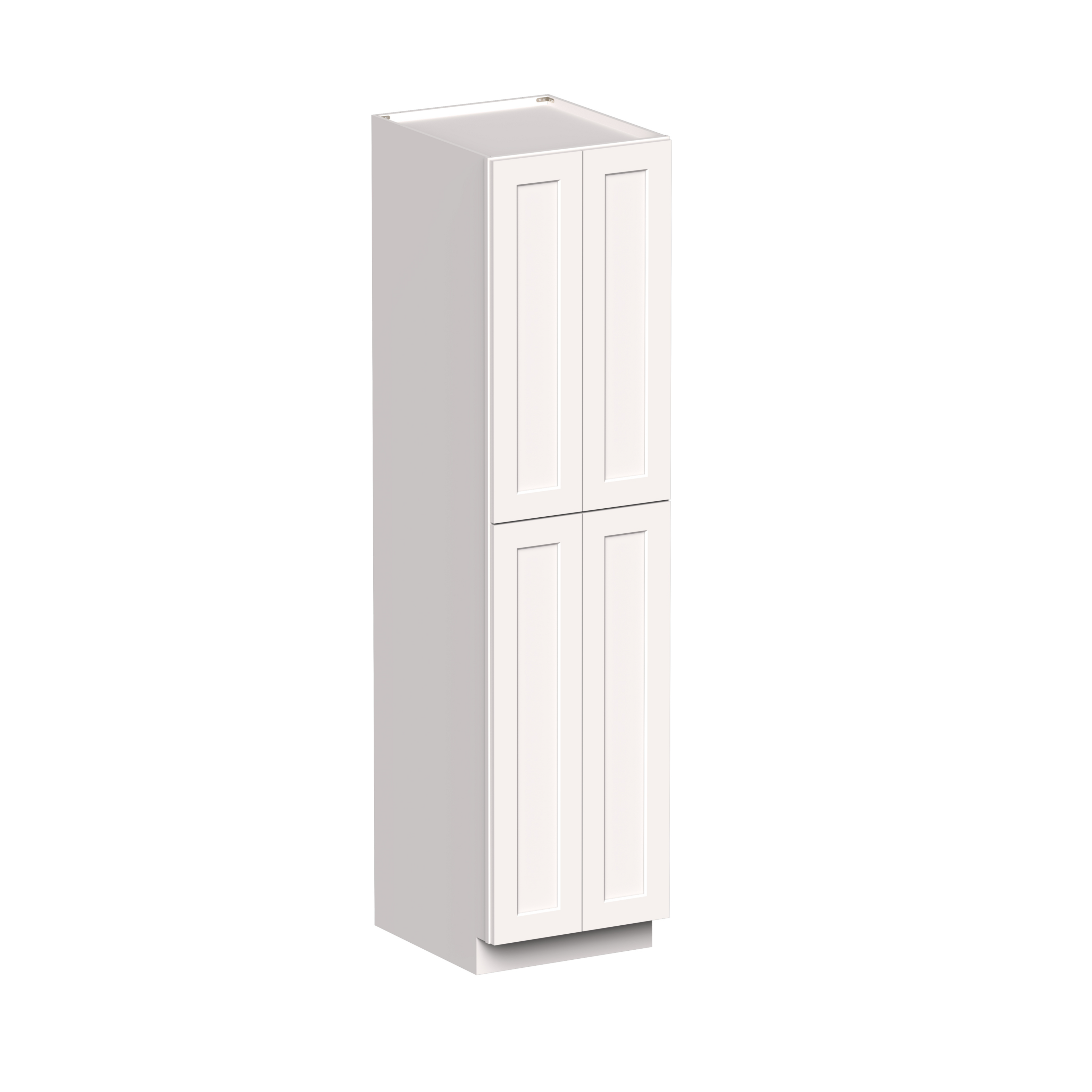 White Shaker RTA 24"W x 27"D x 96"H Pantry Cabinet with 4 Doors and 5 Shelves