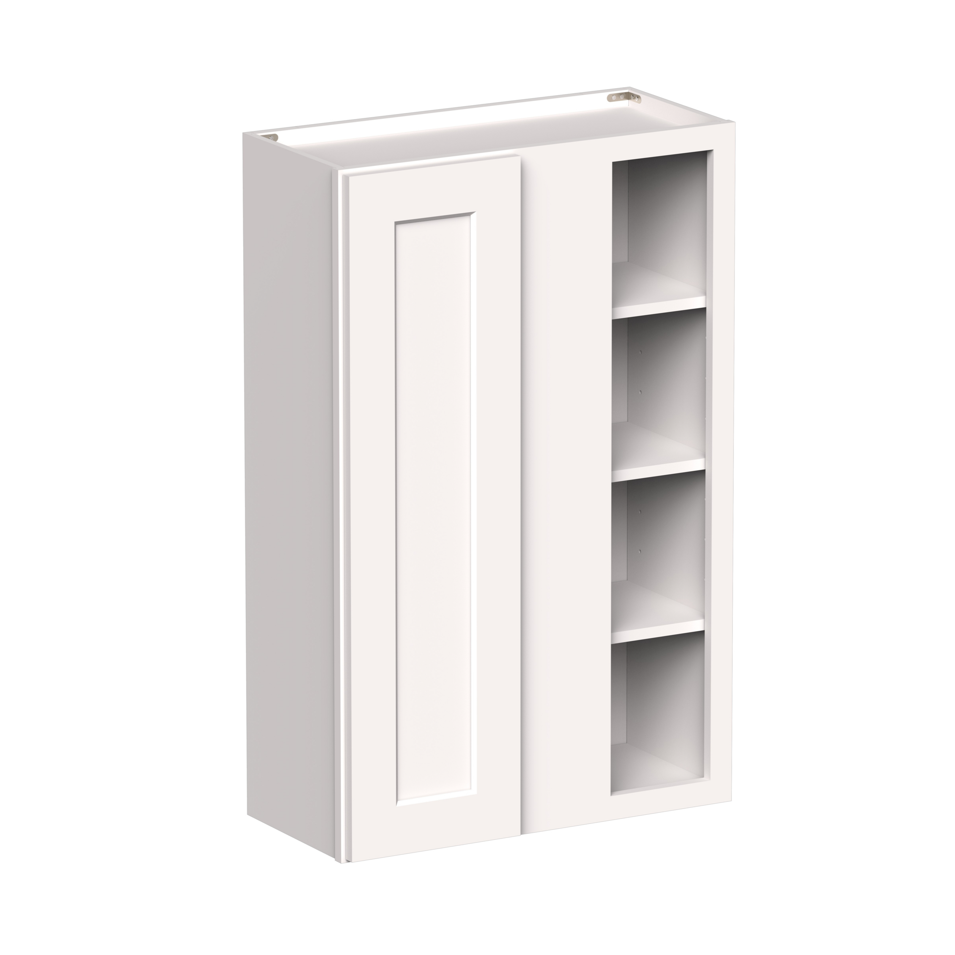 White Shaker RTA 27"W x 12"D x 42"H Standard Corner Wall Cabinets with 1 Door and 3 Shelves