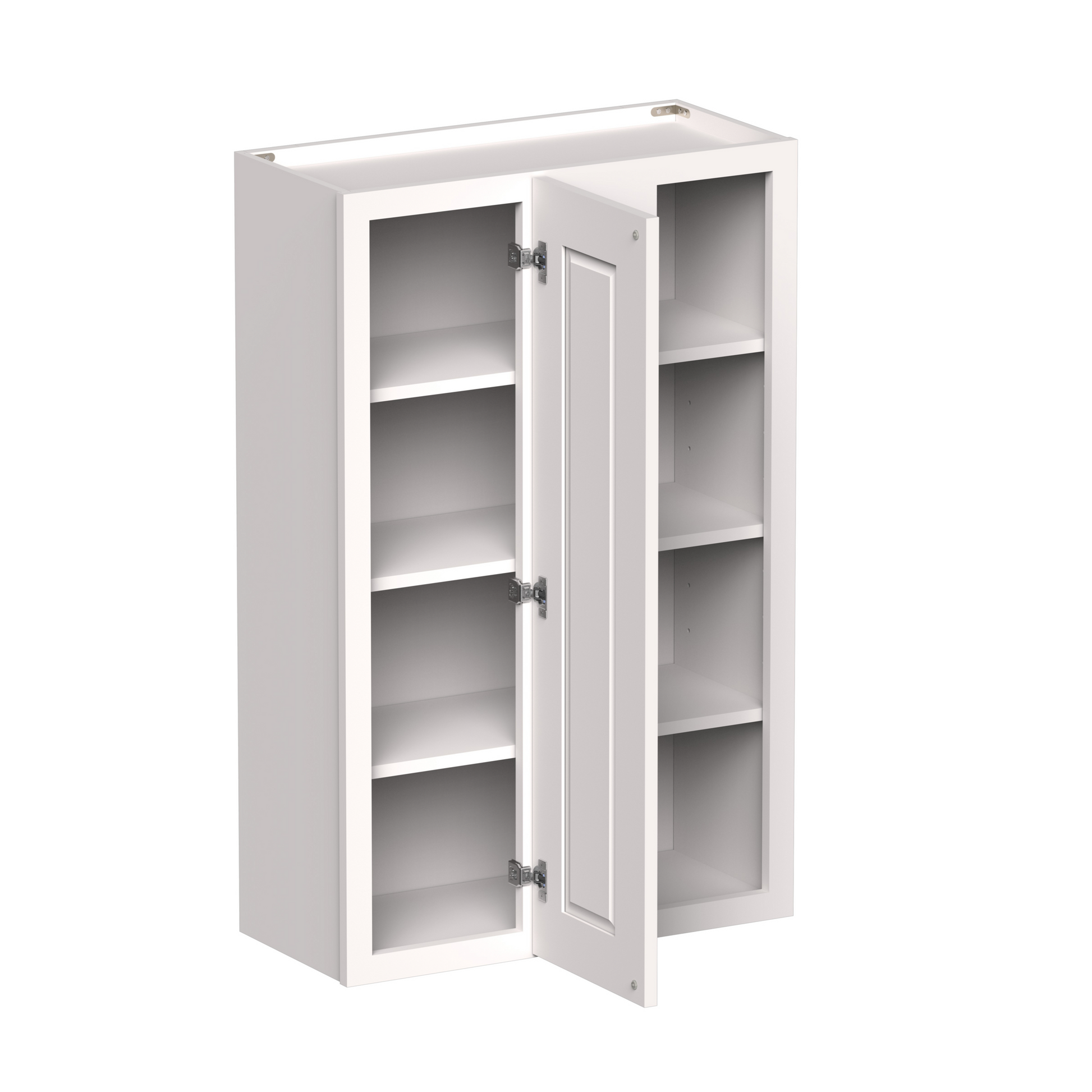 White Shaker RTA 27"W x 12"D x 42"H Standard Corner Wall Cabinets with 1 Door and 3 Shelves