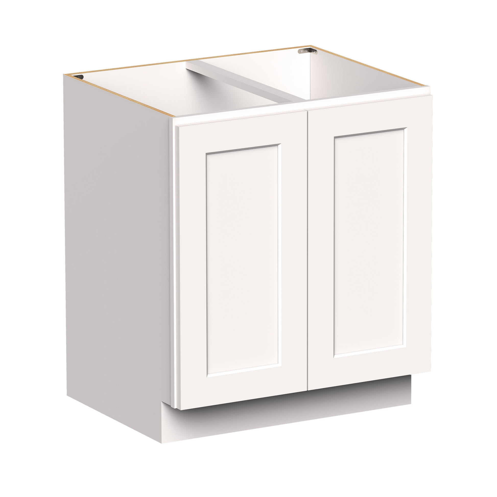 White Shaker RTA 30"W x 24"D x 34.5"H Full Height Door Base Cabinet with 2 Doors and 1 Shelves