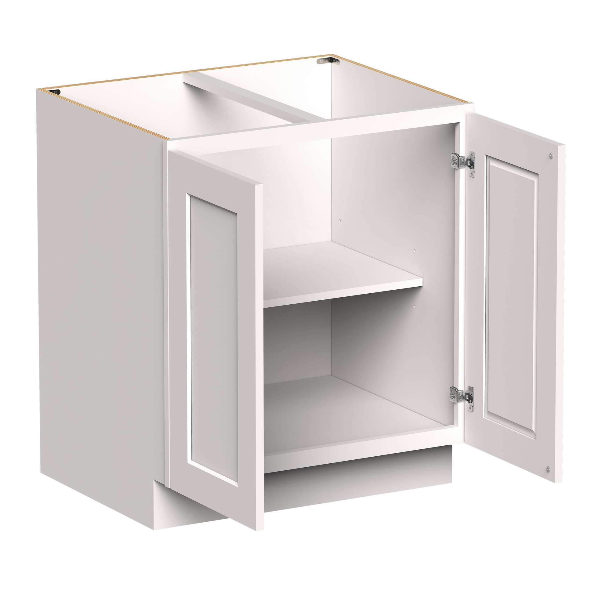 White Shaker RTA 30"W x 24"D x 34.5"H Full Height Door Base Cabinet with 2 Doors and 1 Shelves