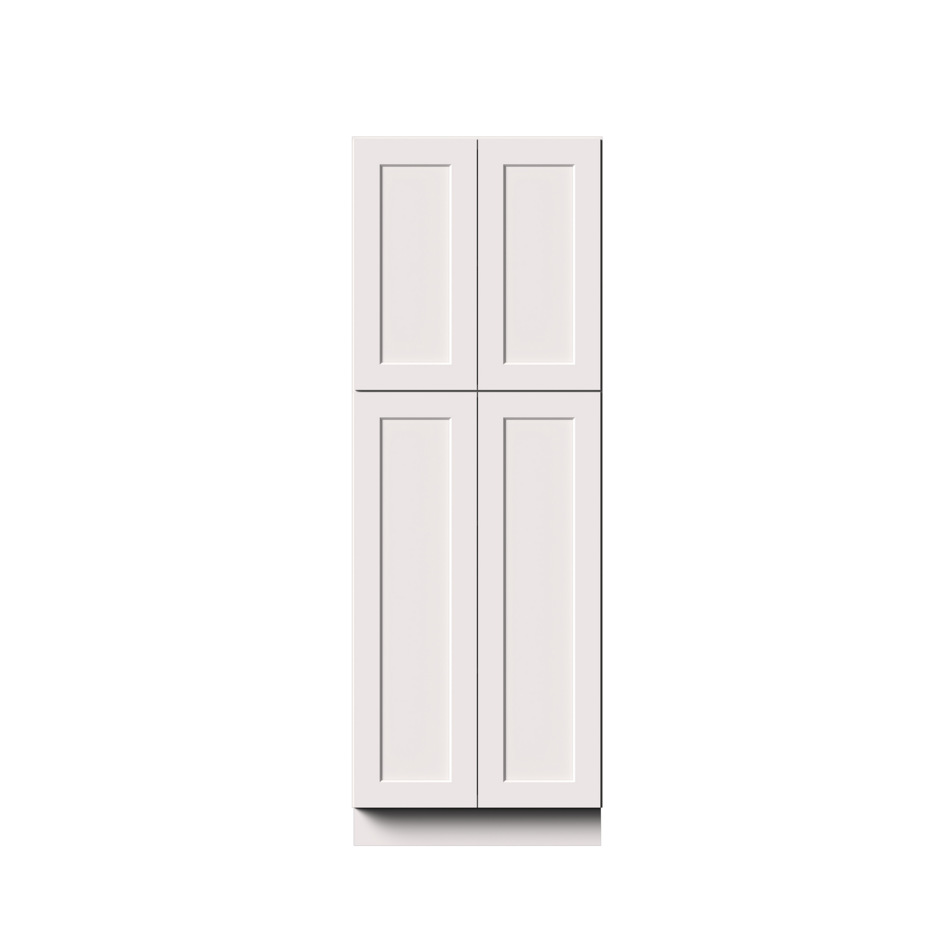 White Shaker RTA 30"W x 27"D x 84"H Pantry Cabinet with 4 Doors and 4 Shelves