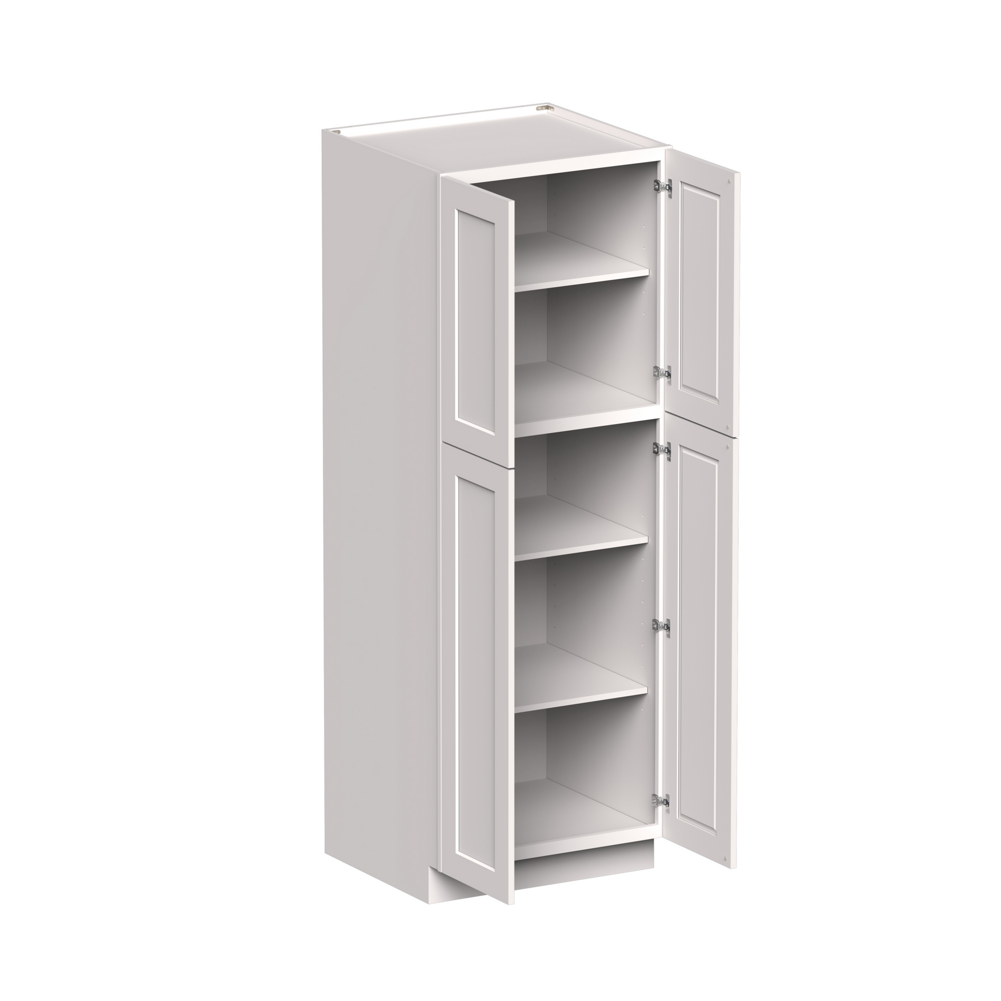 White Shaker RTA 30"W x 27"D x 84"H Pantry Cabinet with 4 Doors and 4 Shelves