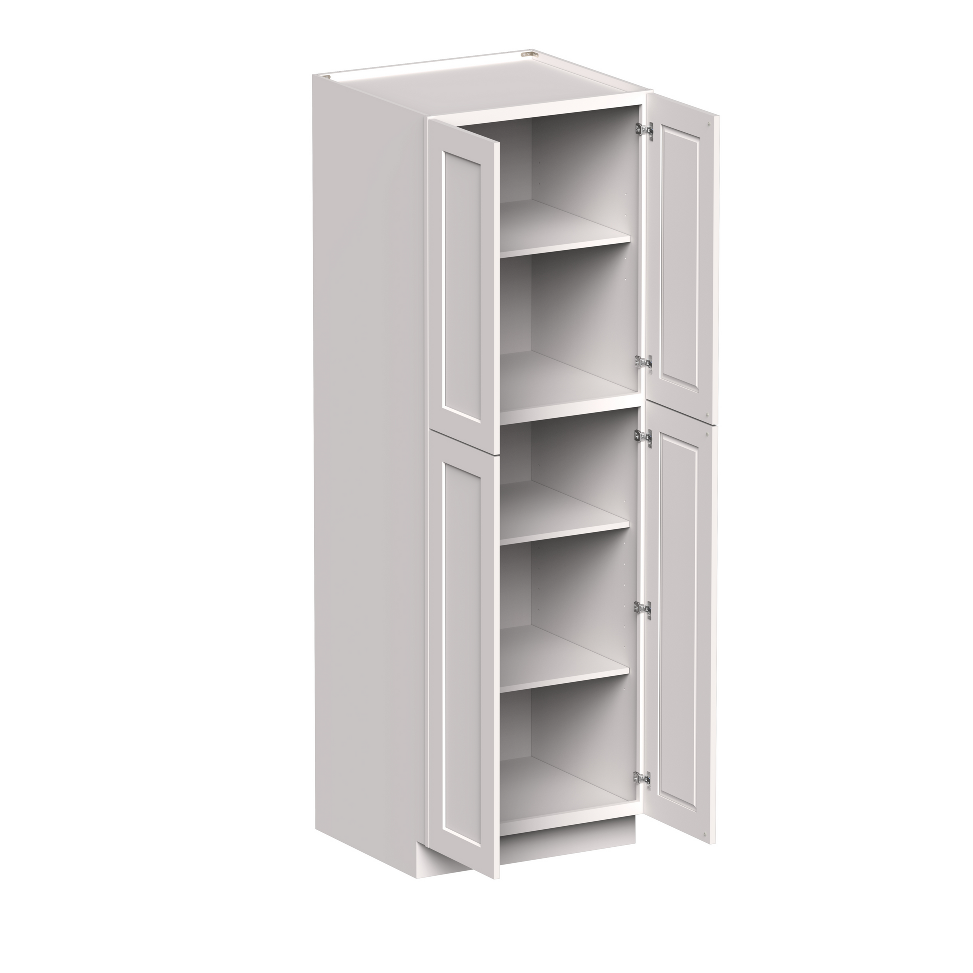 White Shaker RTA 30"W x 27"D x 90"H Pantry Cabinet with 4 Doors and 4 Shelves
