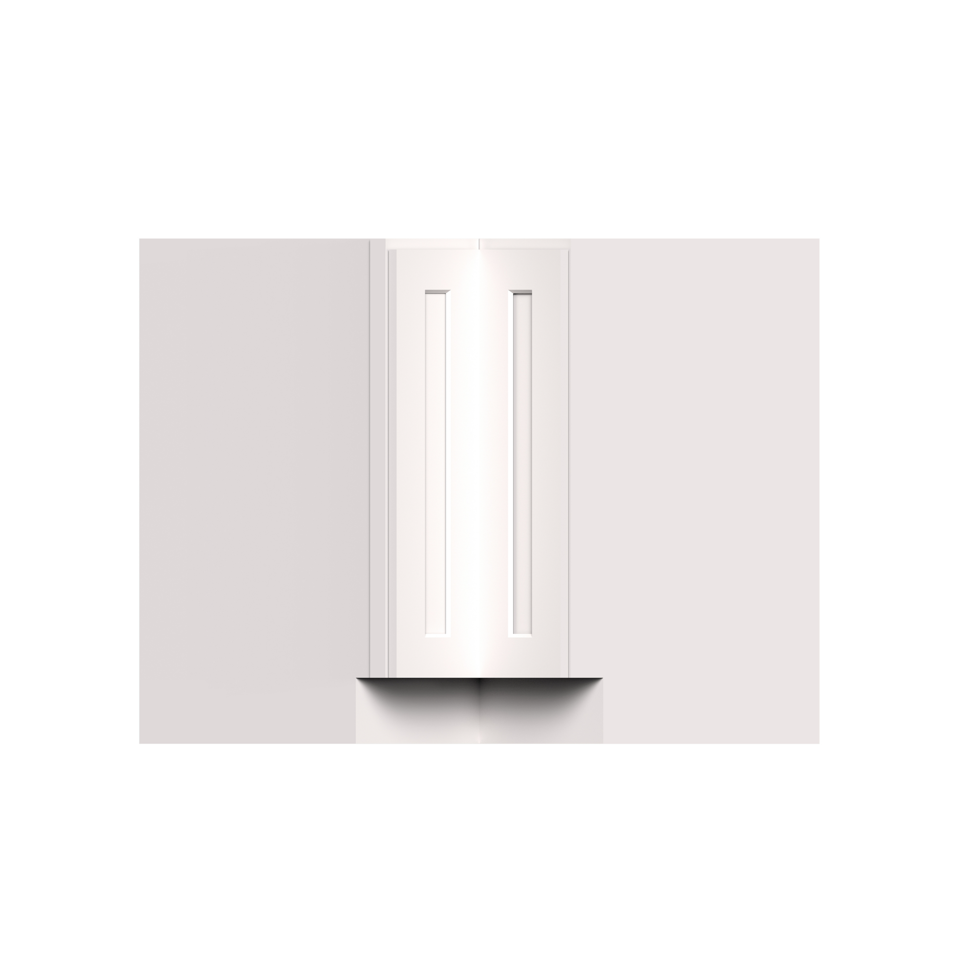White Shaker RTA 33"W x 24"D x 34.5"H Corner Base Cabinets (Lazy Susan Base) with 1 (Bifold) Door and 2 (Turntables) Shelves