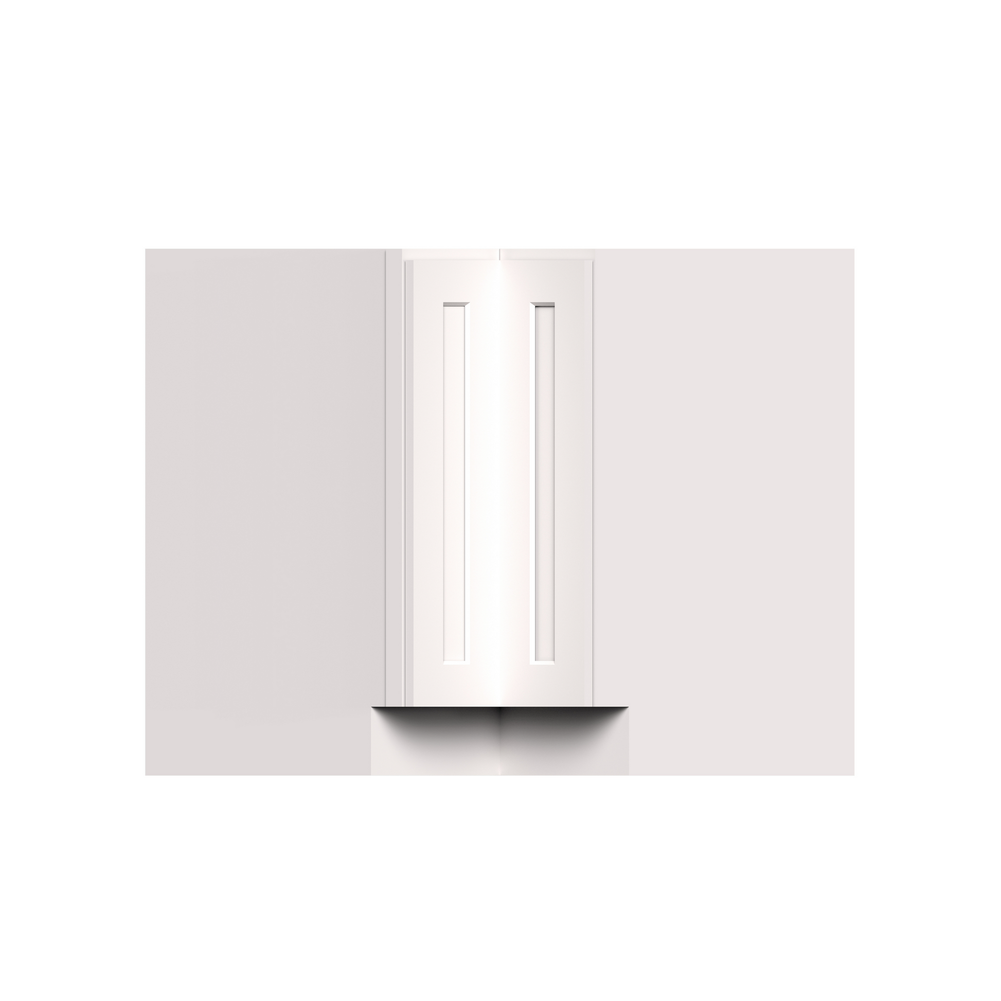 White Shaker RTA 33"W x 24"D x 34.5"H Corner Base Cabinets (Lazy Susan Base) with 1 (Bifold) Door and 2 (Turntables) Shelves