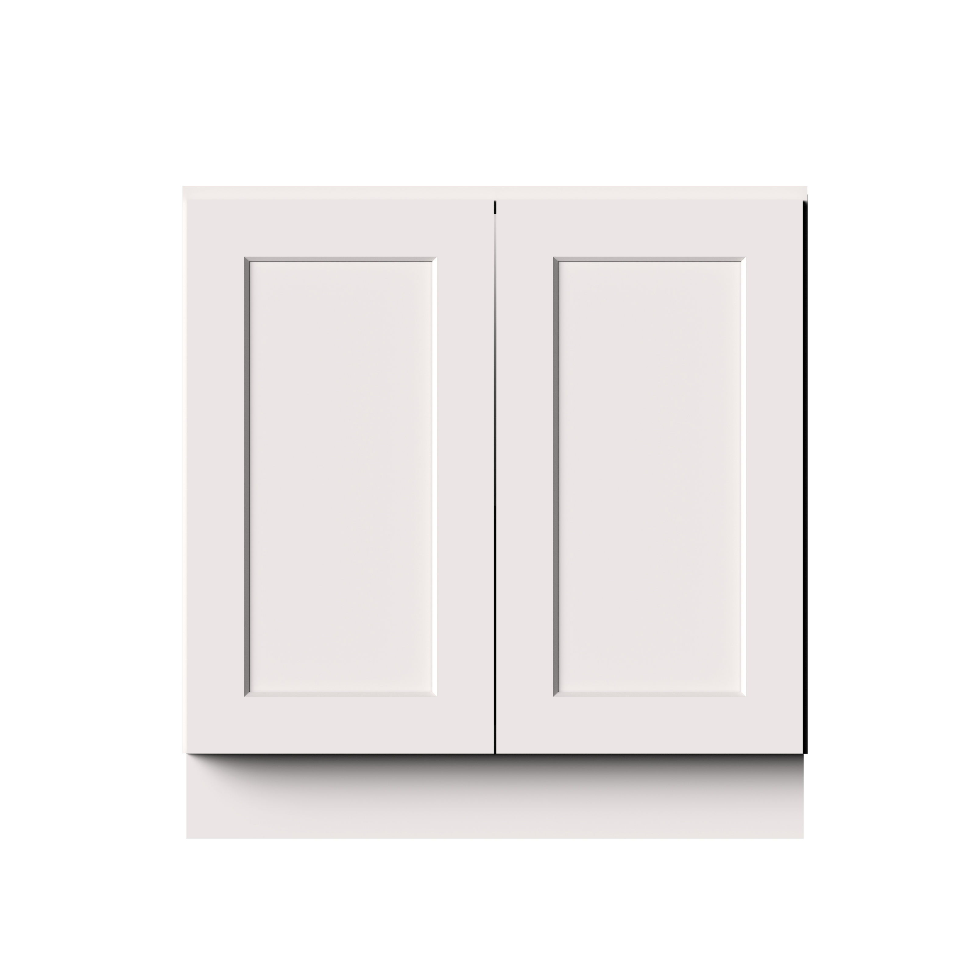 White Shaker RTA 33"W x 24"D x 34.5"H Full Height Door Base Cabinet with 2 Doors and 1 Shelves