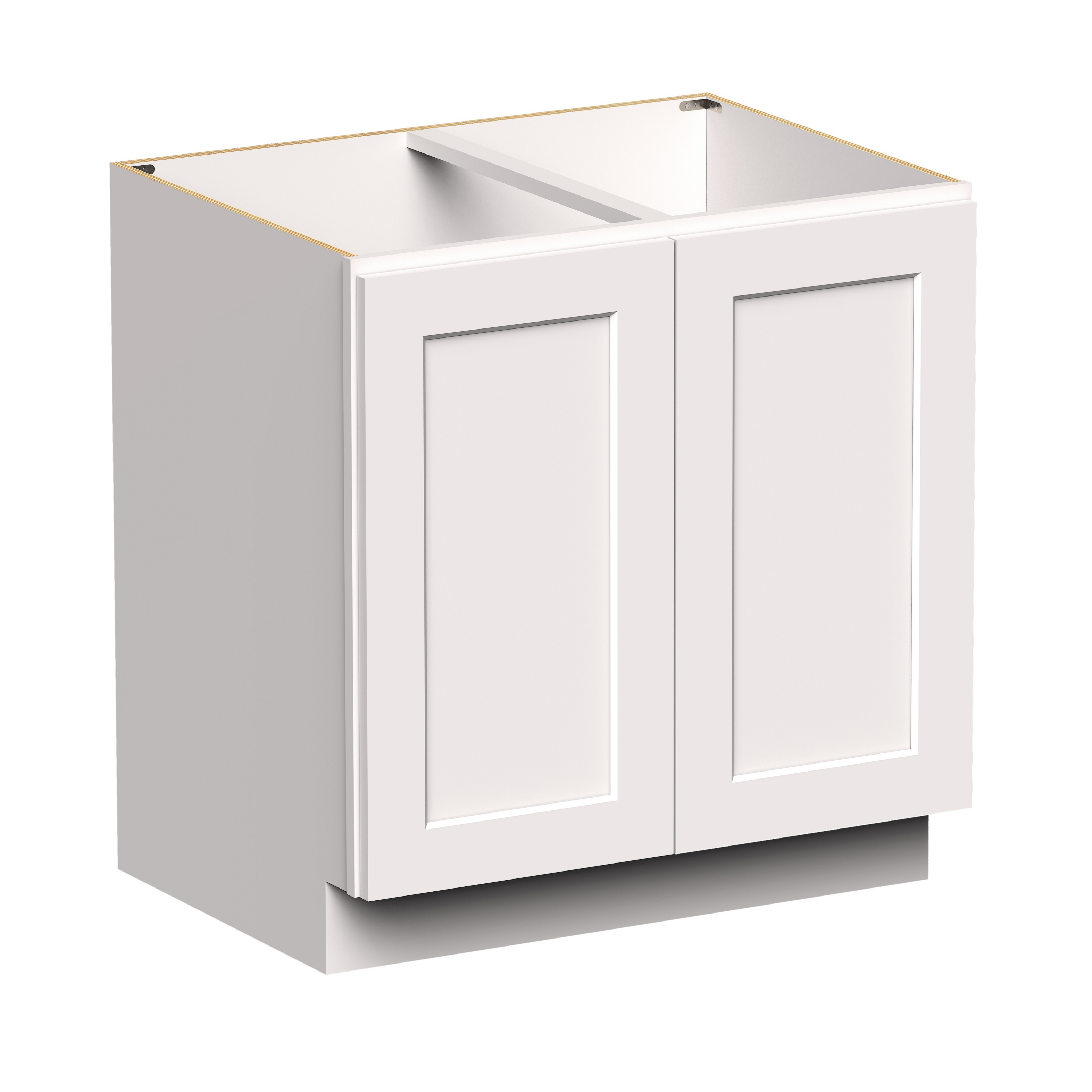 White Shaker RTA 33"W x 24"D x 34.5"H Full Height Door Base Cabinet with 2 Doors and 1 Shelves