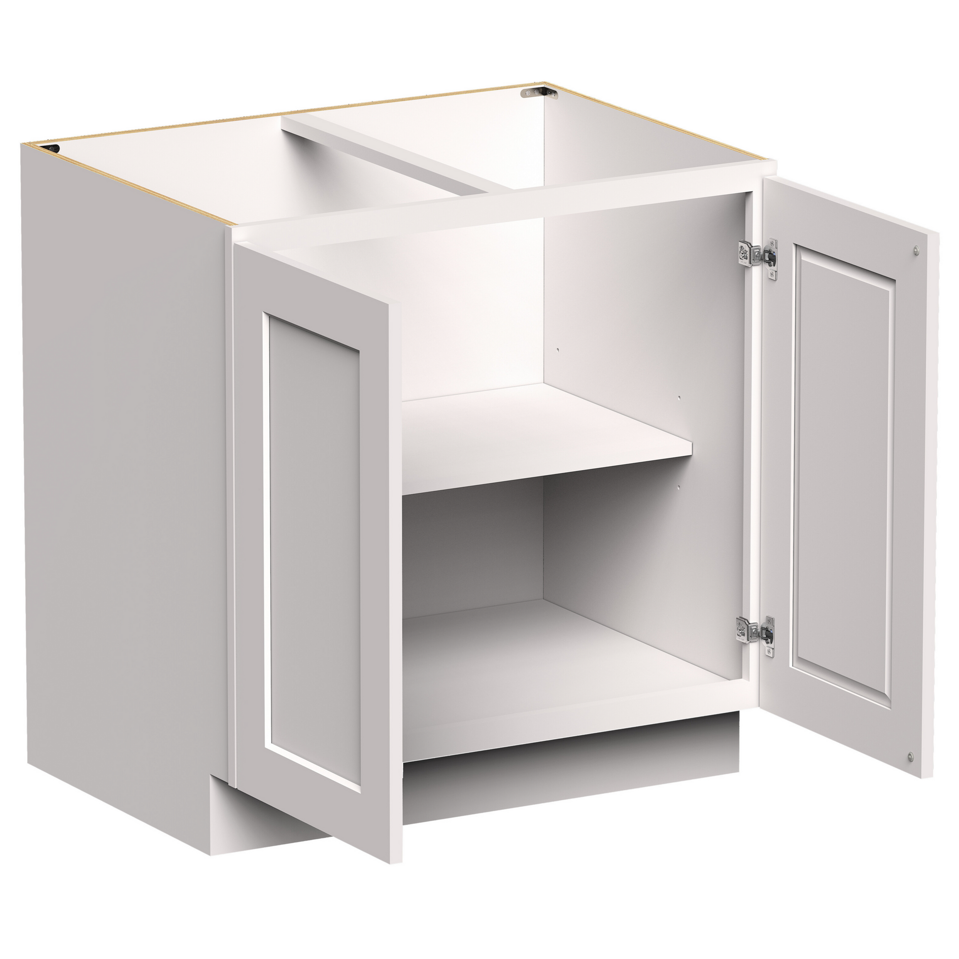 White Shaker RTA 33"W x 24"D x 34.5"H Full Height Door Base Cabinet with 2 Doors and 1 Shelves