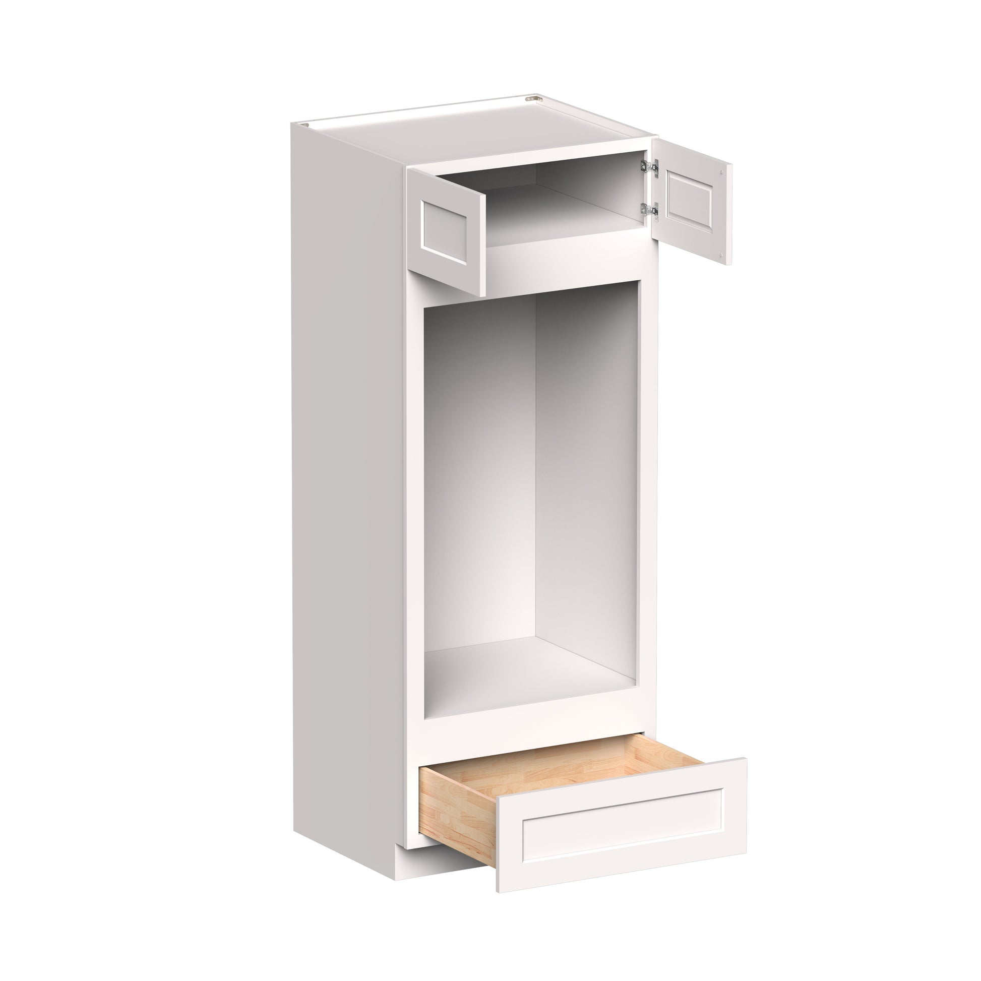 White Shaker RTA 33"W x 27"D x 84"H/90"H Double Oven Cabinets With Drawer with 2 Door, 1 Drawers and 2 Shelves