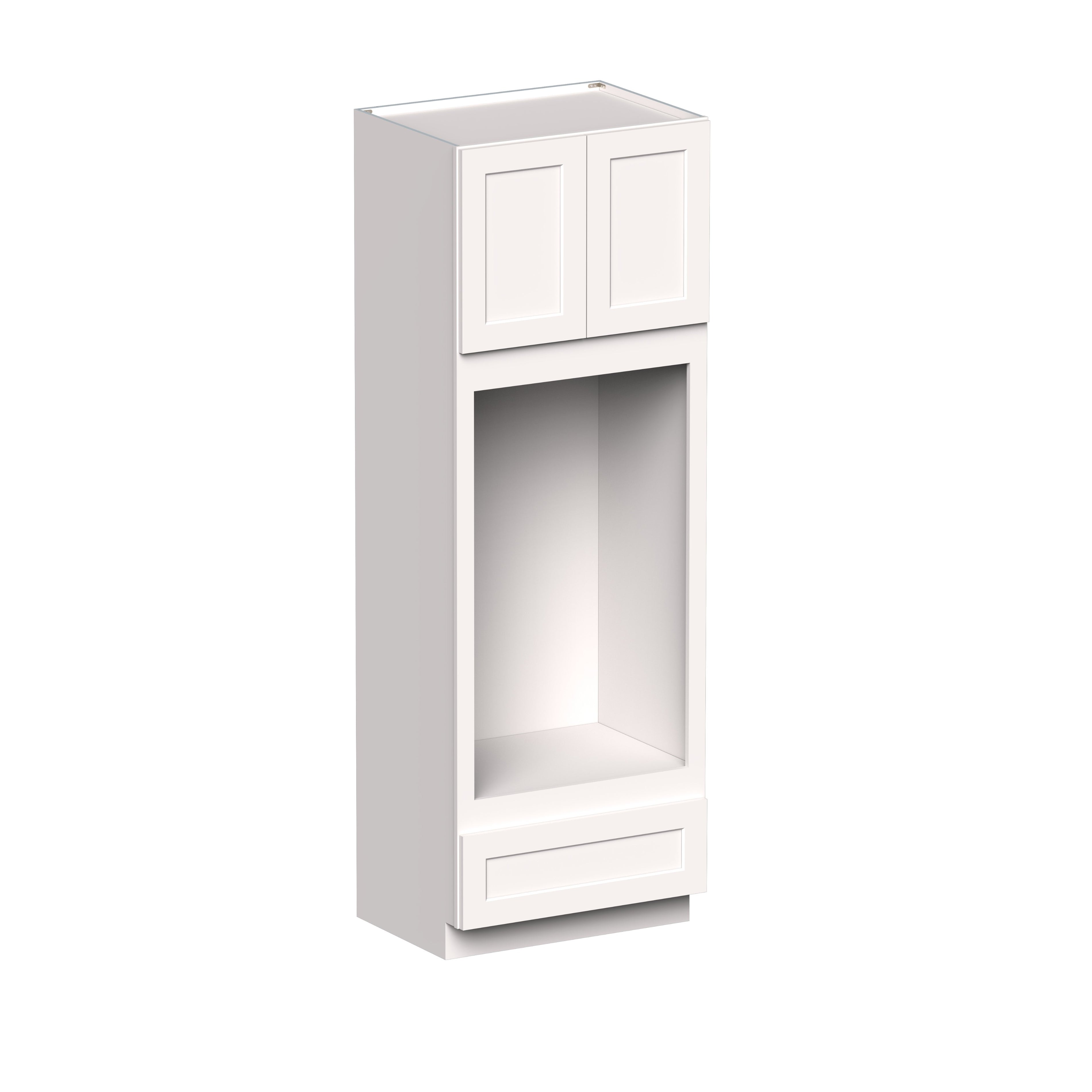 White Shaker RTA 33"W x 27"D x 96"H Double Oven Cabinets With Drawer with 2 Door, 1 Drawers and 3 Shelves
