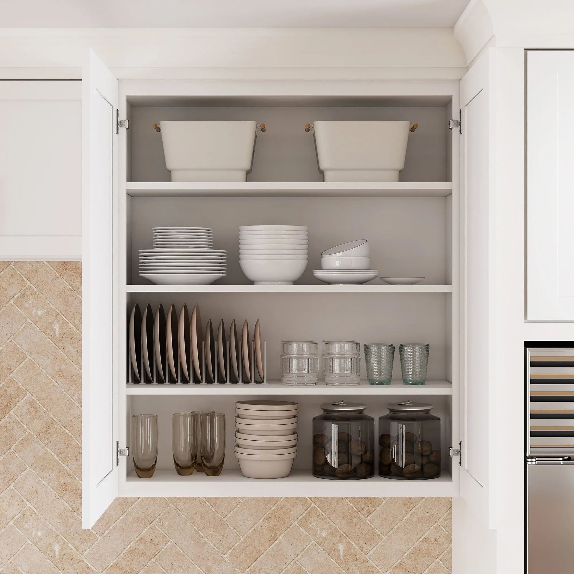 White Shaker RTA 36"W x 12"D x 42"H Standard Wall Cabinet with 2 Doors and 3 Shelves
